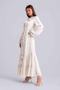 Mira Ruffle Long Sleeve Maxi Dress- Clair
