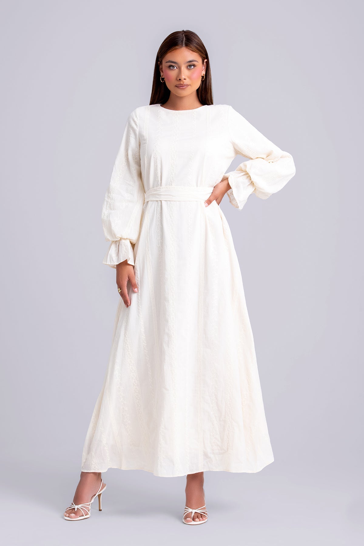 Dana Chiffon Ruffle Maxi Dress- Ivory