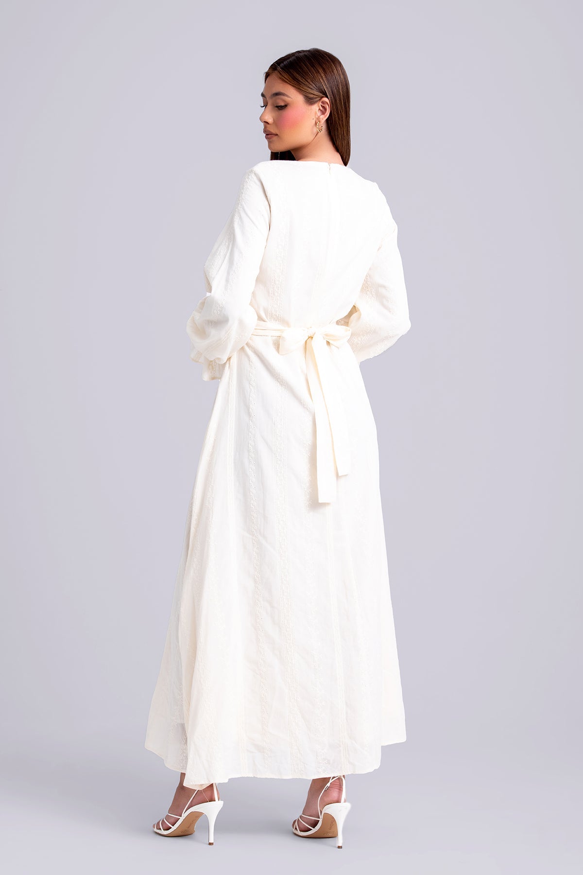 Linen Cotton Long Sleeve Maxi Dress For Women