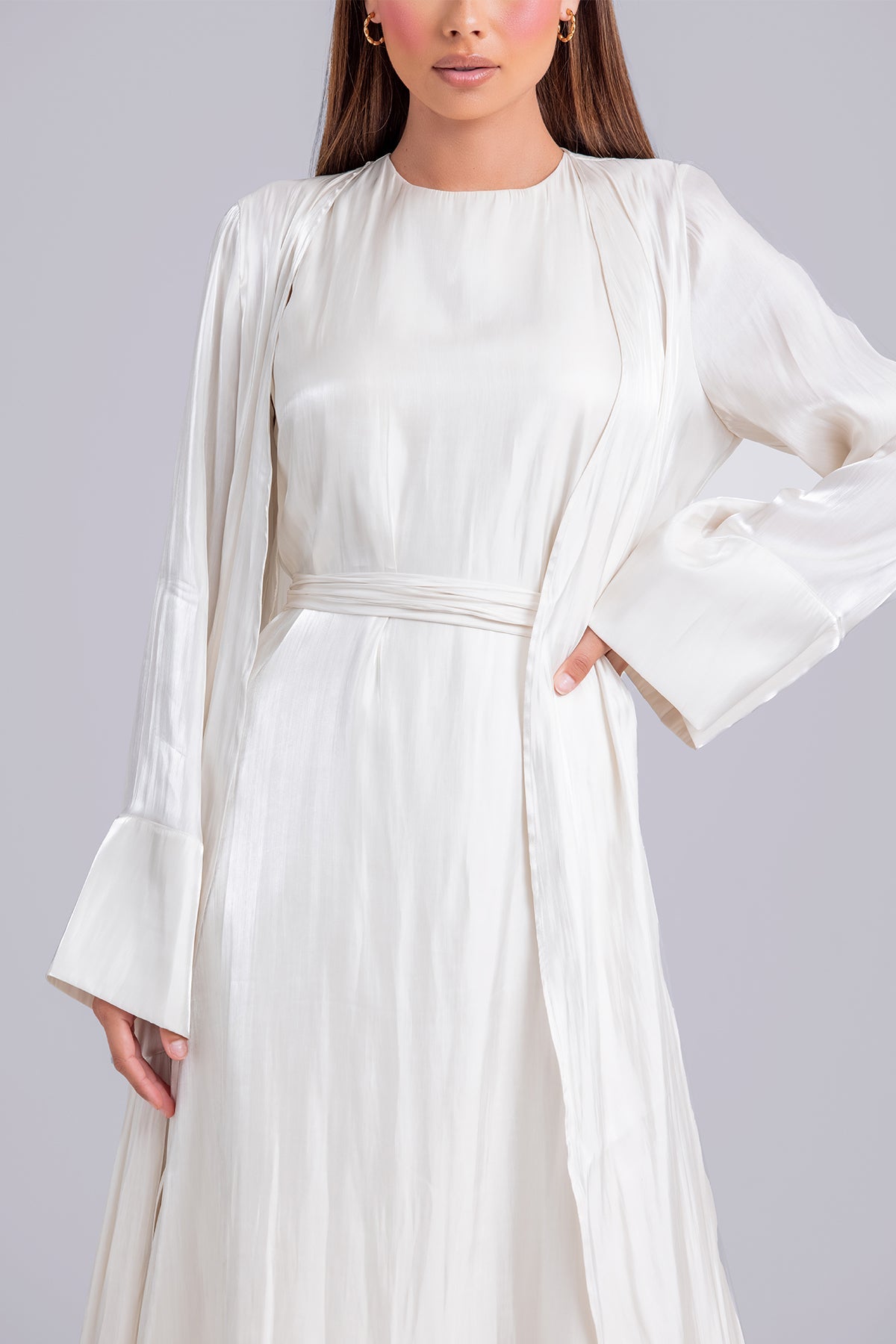 Nora Two Piece Abaya Set- Ivory – Zahraa The Label