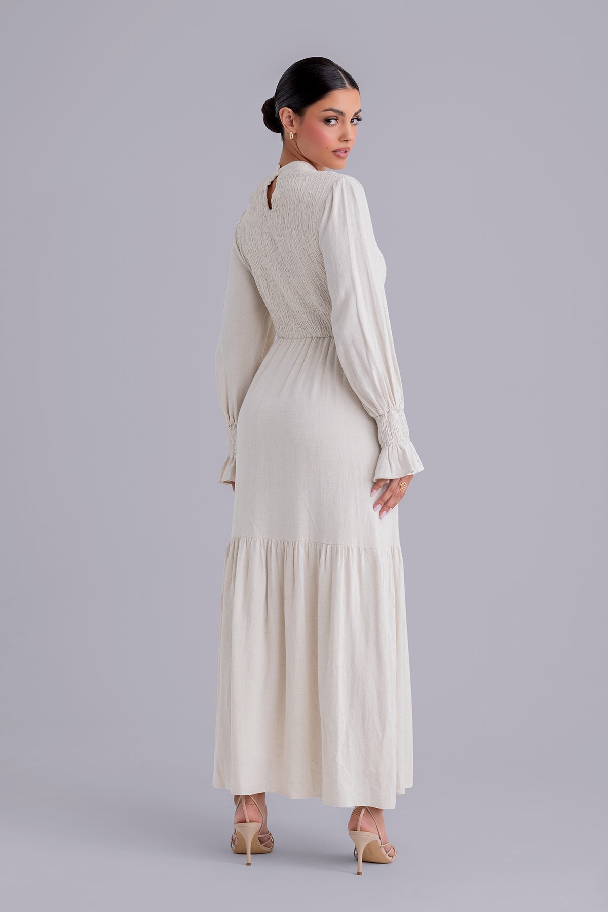 Serena Linen Maxi Dress - Natural Beige – Zahraa The Label