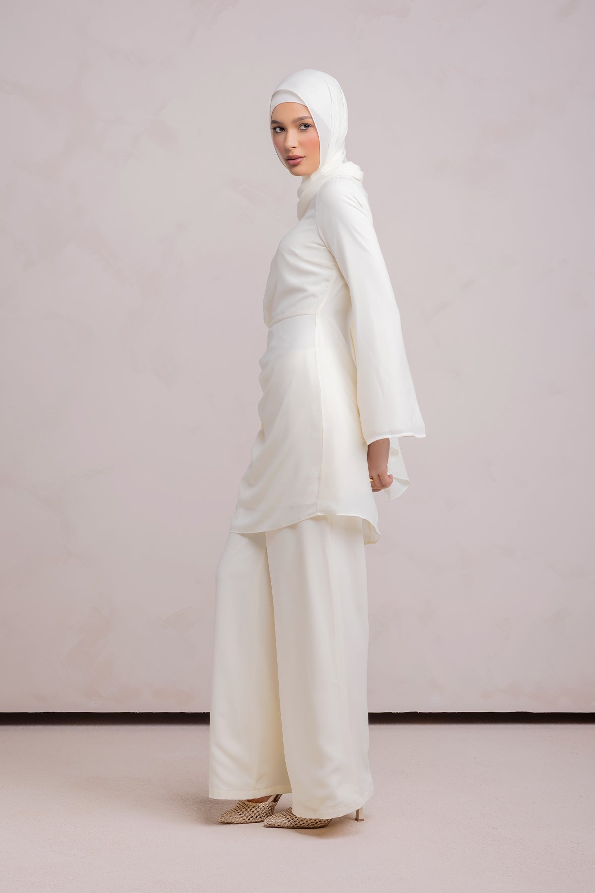 Nada Asymmetrical Tunic & Pant Set - Off White - 5