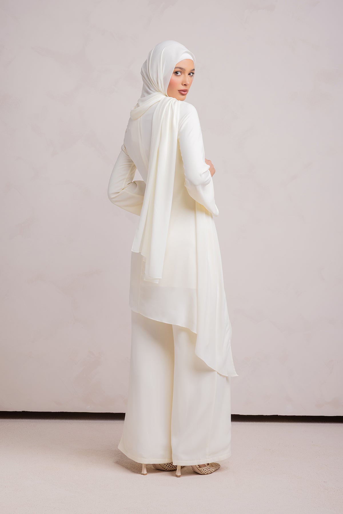 Nada Asymmetrical Tunic & Pant Set - Off White - 6