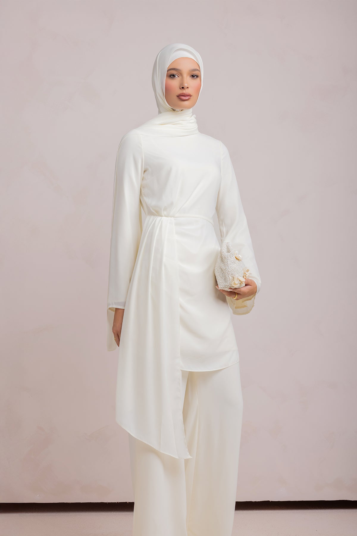 Nada Asymmetrical Tunic & Pant Set - Off White - 13