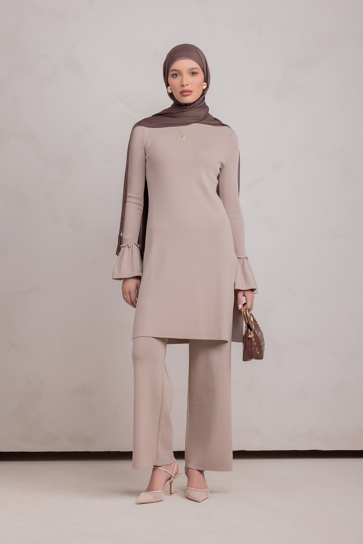 Yusra Knit Pant- Taupe
