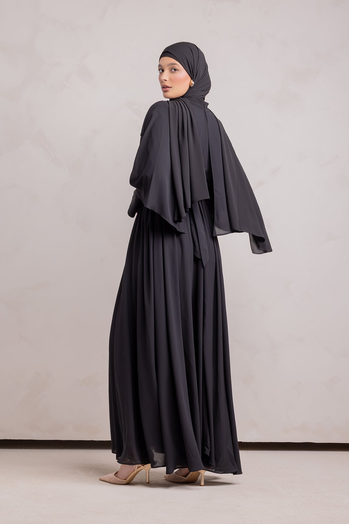 Fayruz Cape Maxi Dress - Black