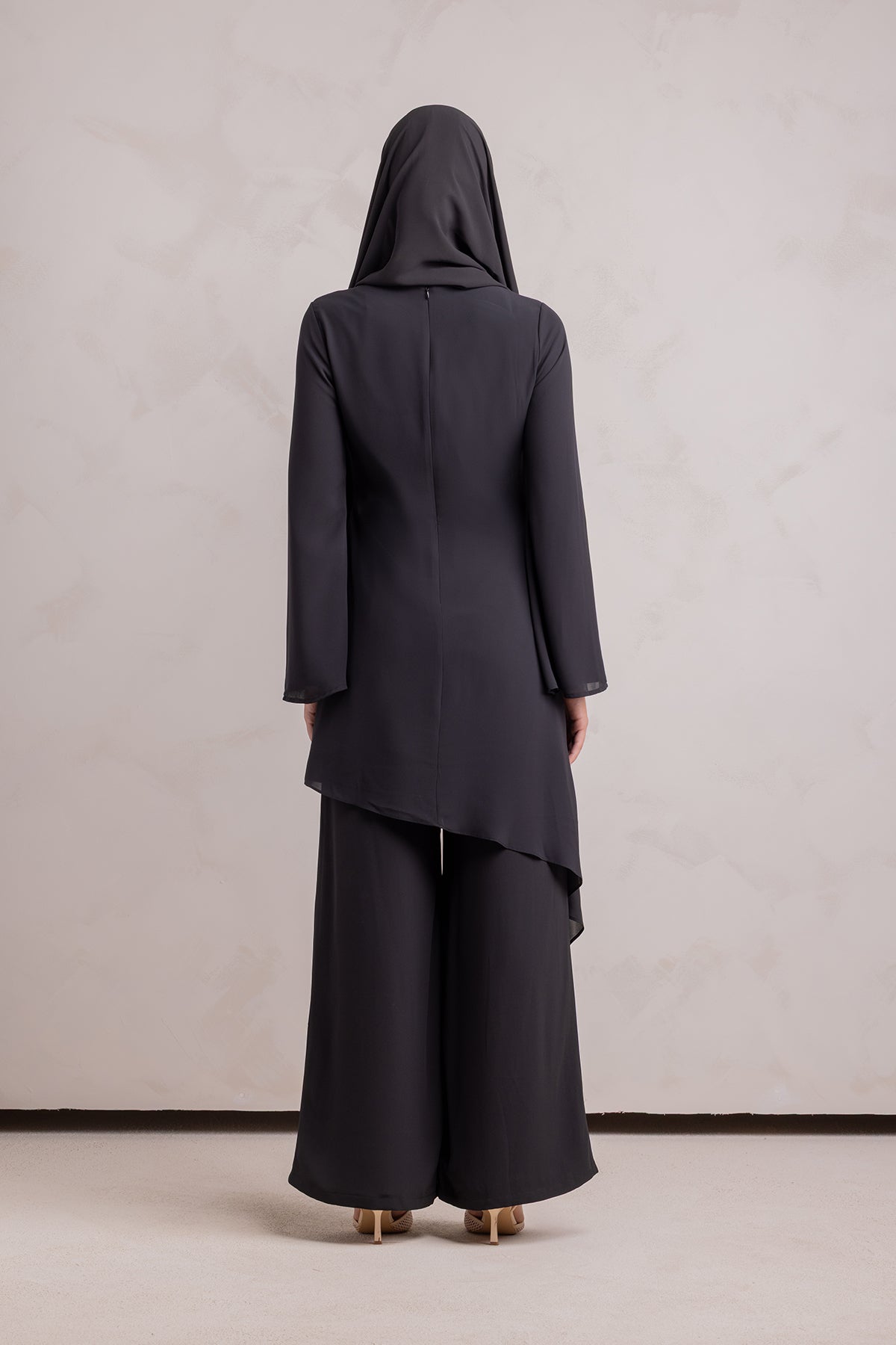 Nada Asymmetrical Tunic & Pant Set - Black
