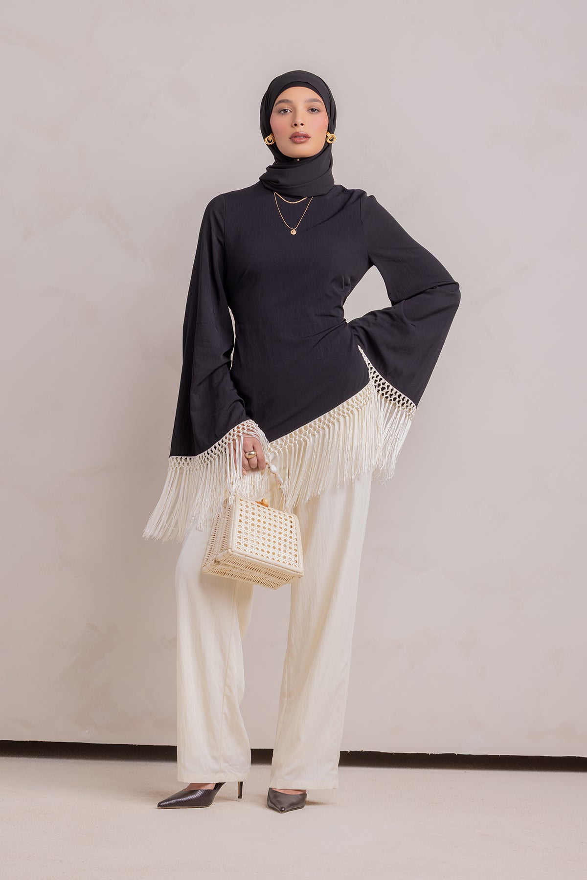 Batoul Fringe Pant - Cream - 4