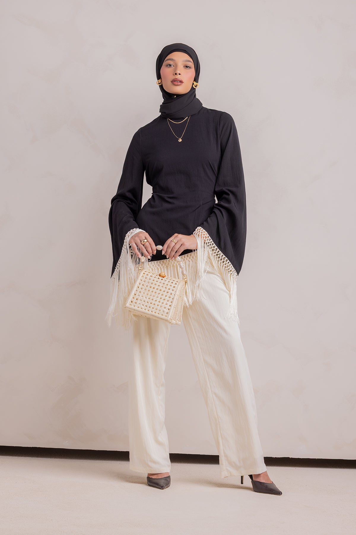 Batoul Fringe Tunic - Black - 5