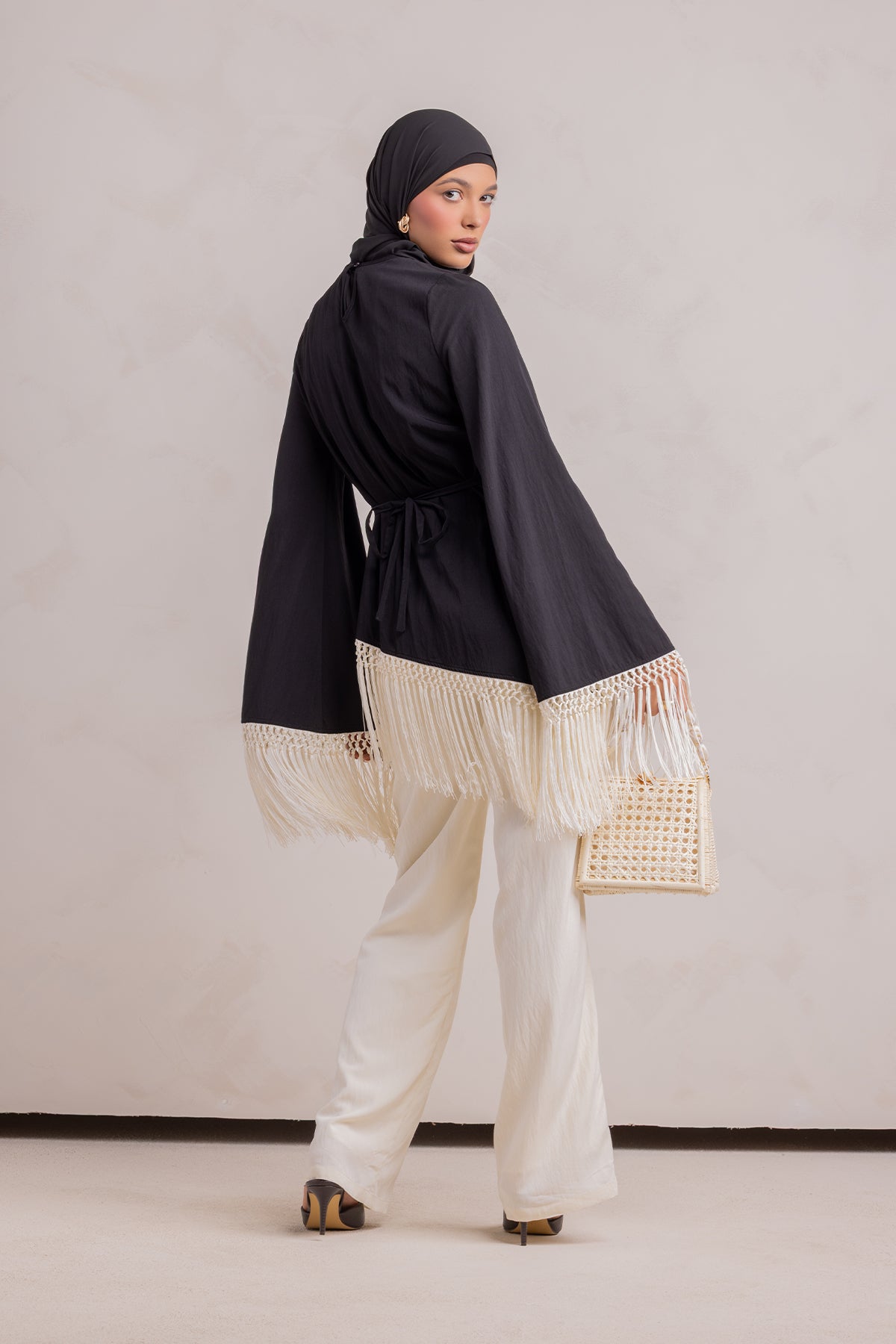 Batoul Fringe Tunic - Black - 12