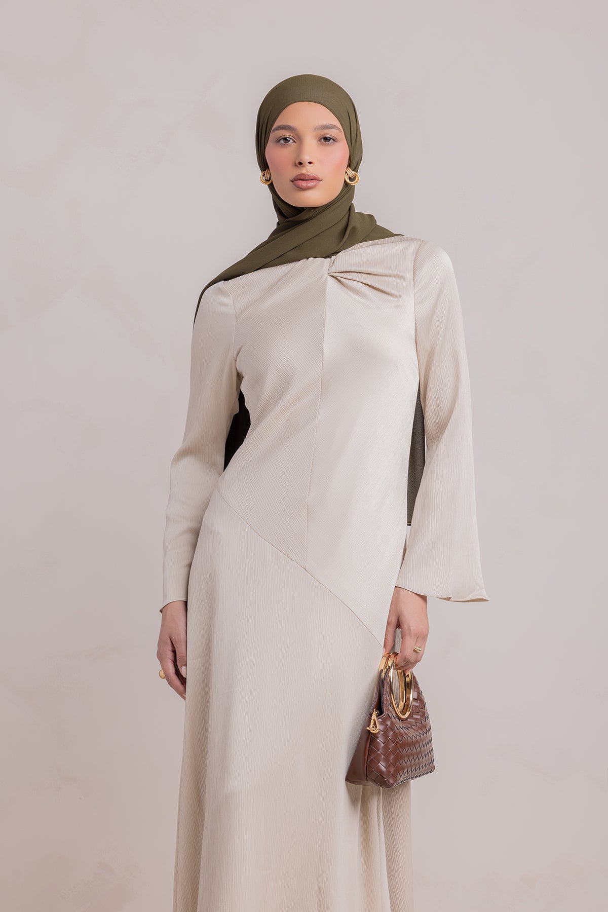 Irva Long Sleeve Maxi Dress-Sandstone - 3