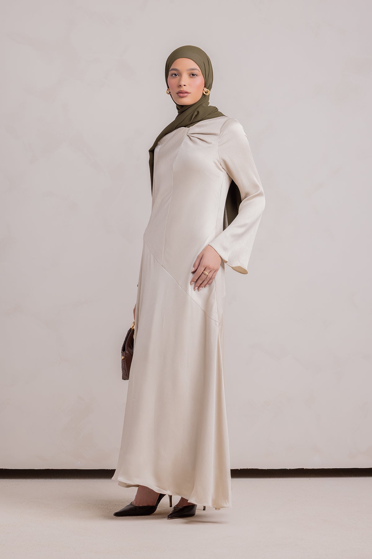 Irva Long Sleeve Maxi Dress-Sandstone - 8