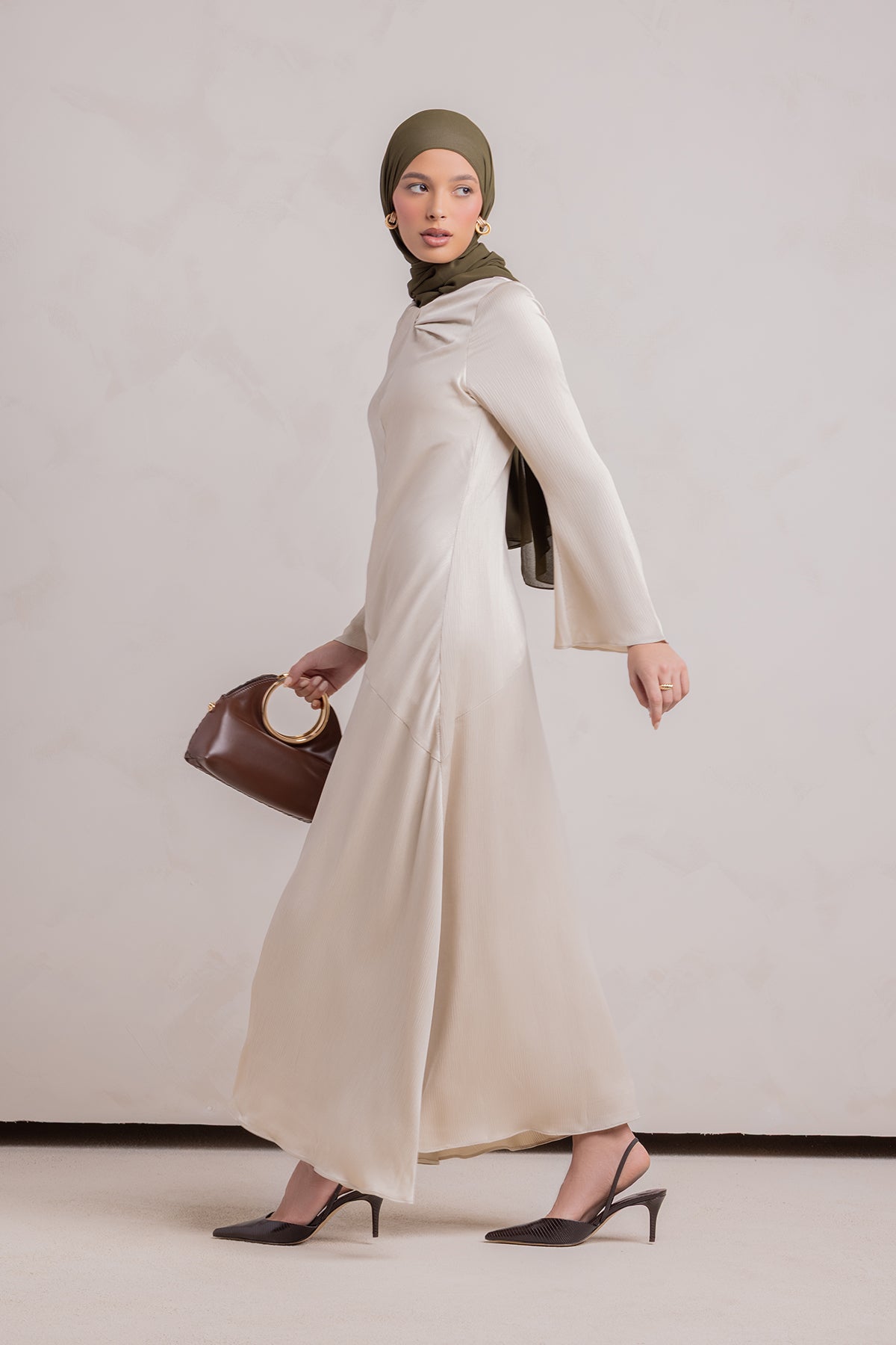 Irva Long Sleeve Maxi Dress-Sandstone - 5