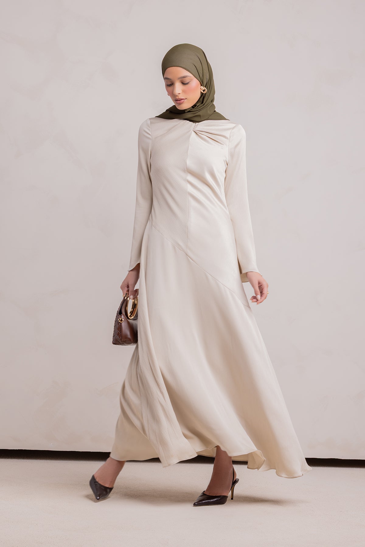 Irva Long Sleeve Maxi Dress-Sandstone - 6