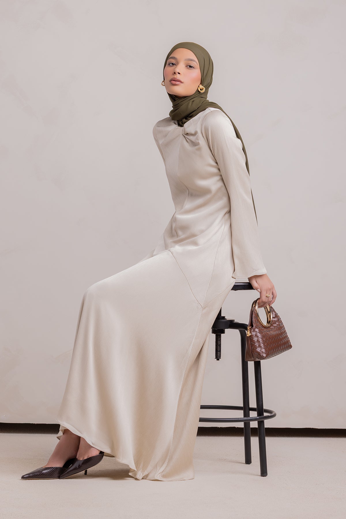Irva Long Sleeve Maxi Dress-Sandstone