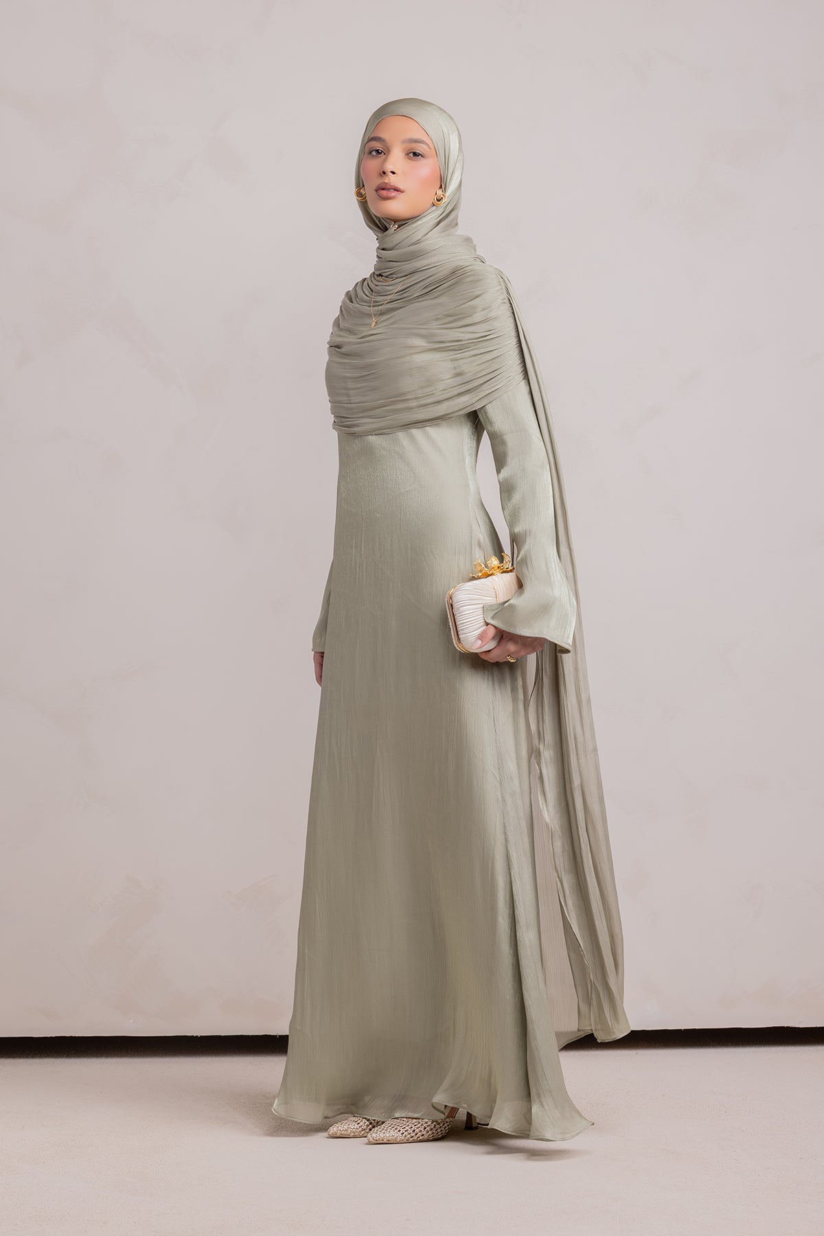 Muna Cape Gown - Eucalyptus Veil