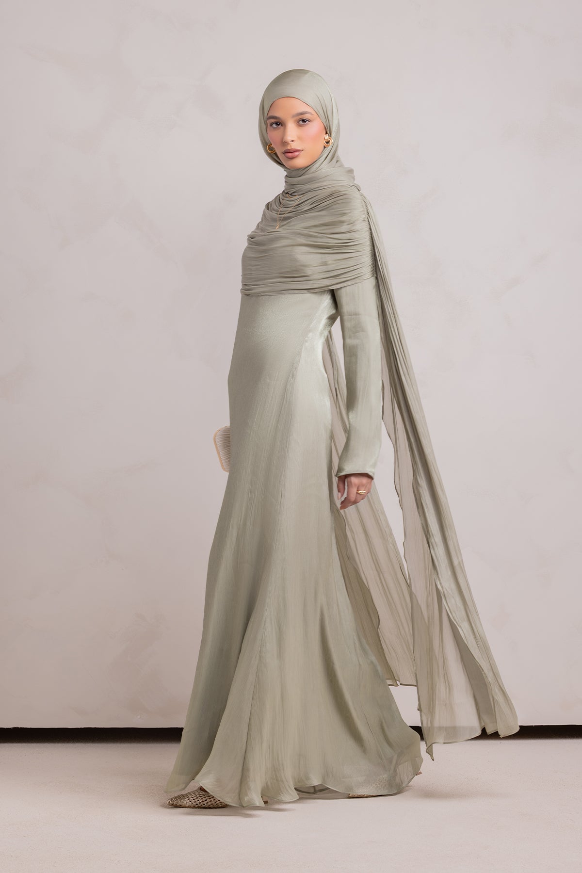 Muna Cape Gown - Eucalyptus Veil