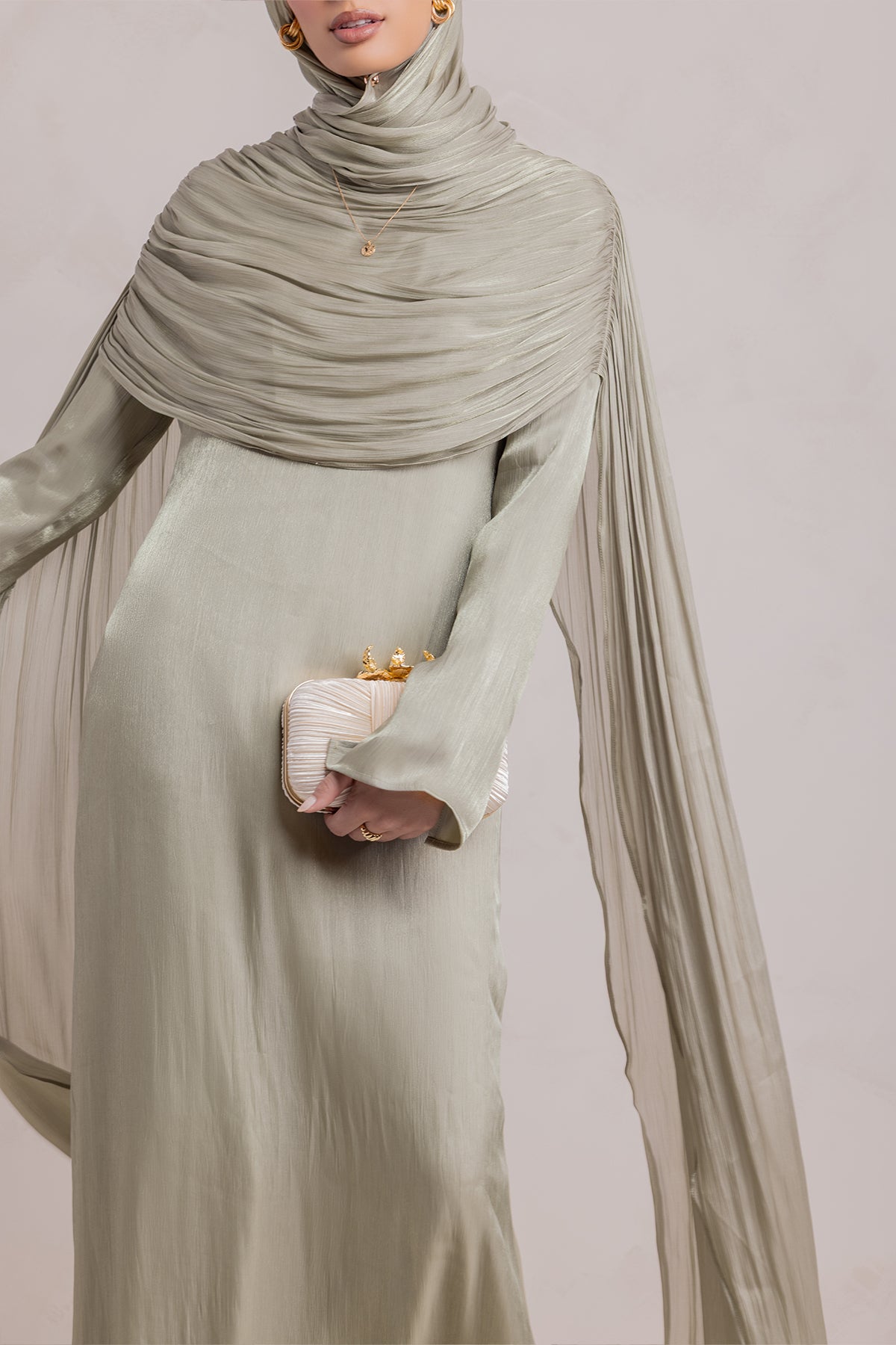 Muna Cape Gown - Eucalyptus Veil