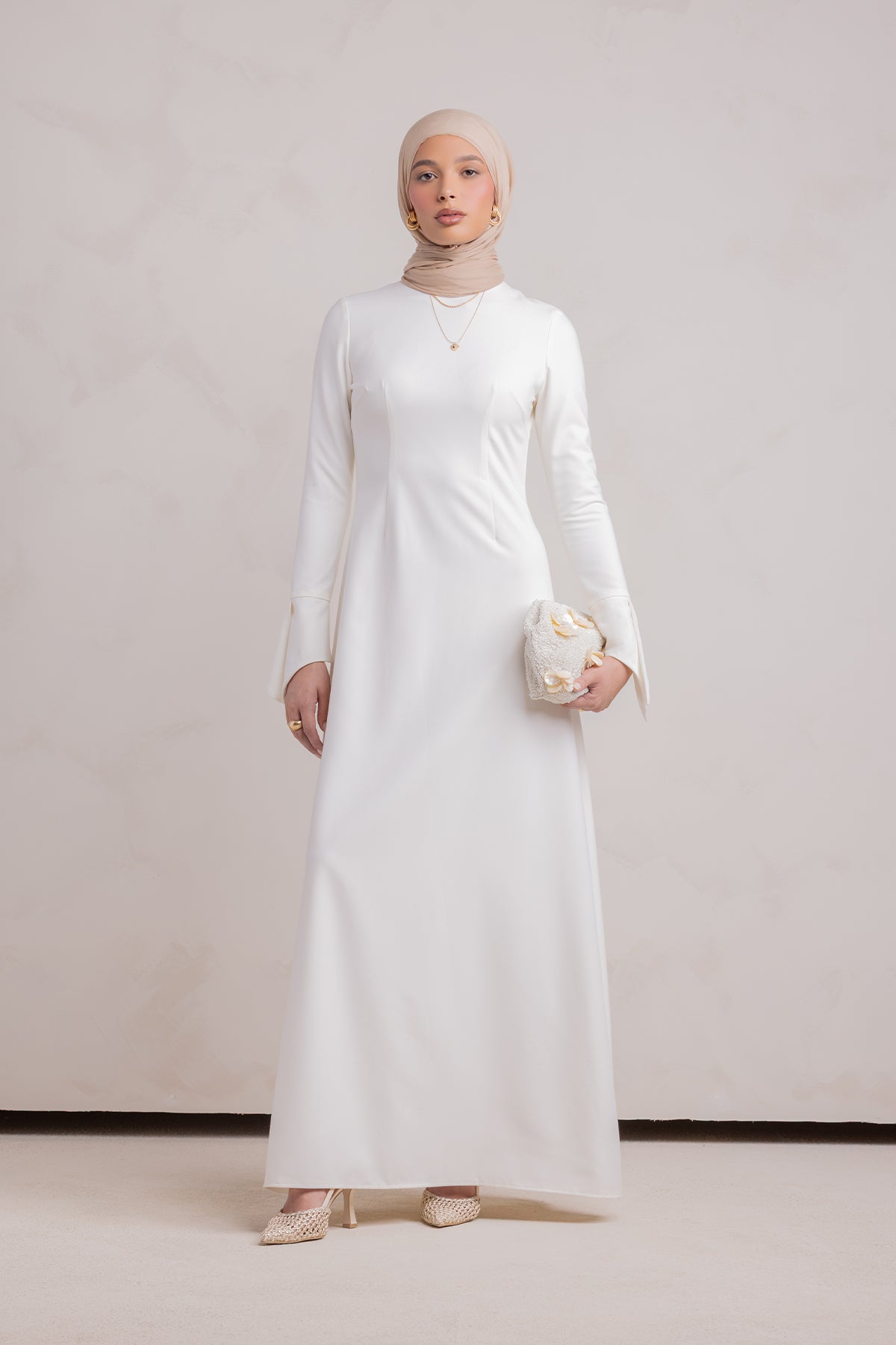 Ari Cape Maxi Gown - Off White - 2