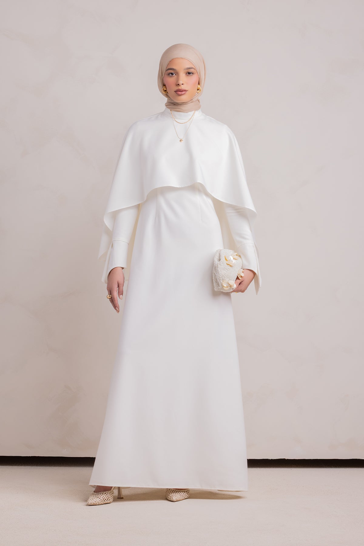 Ari Cape Maxi Gown - Off White - 1