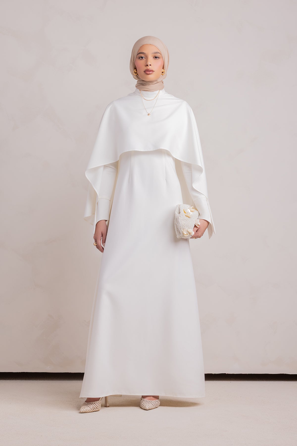Ari Cape Maxi Gown - Off White - 7