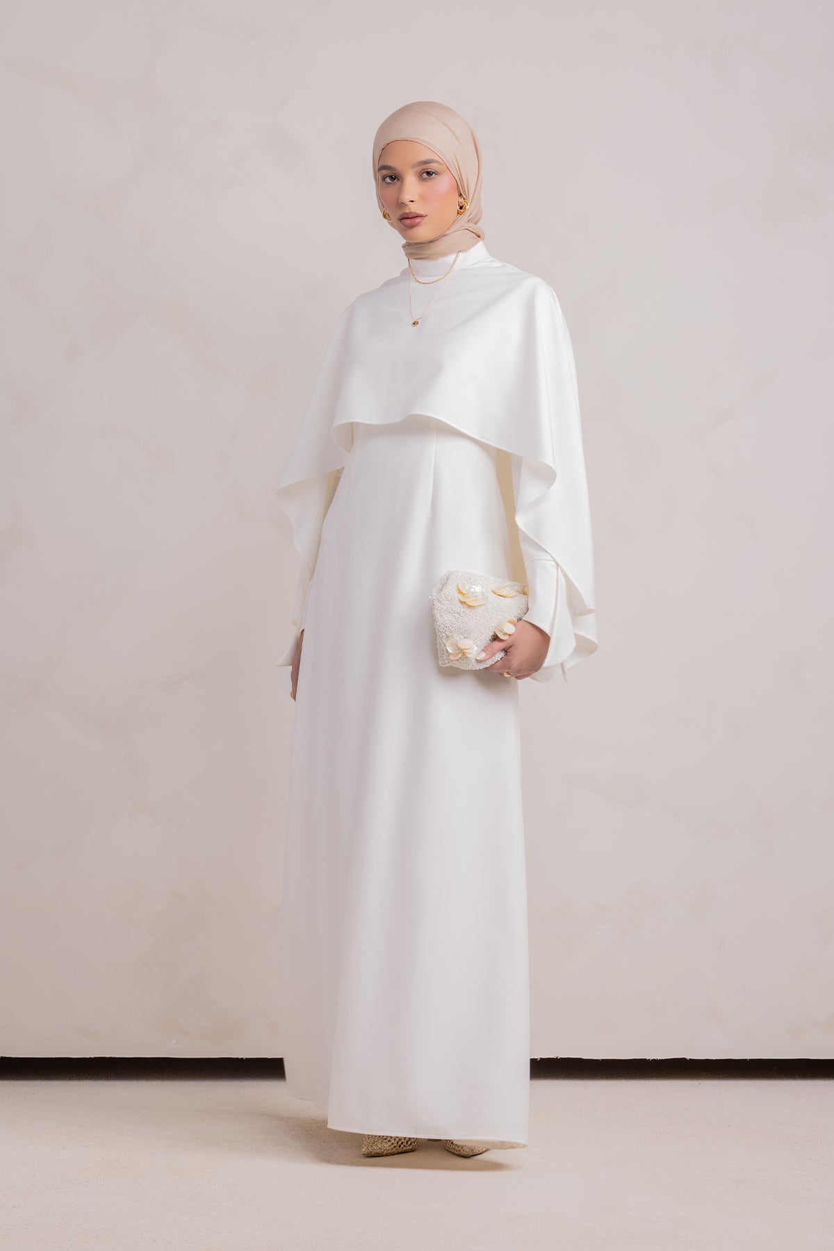 Ari Cape Maxi Gown - Off White - 8