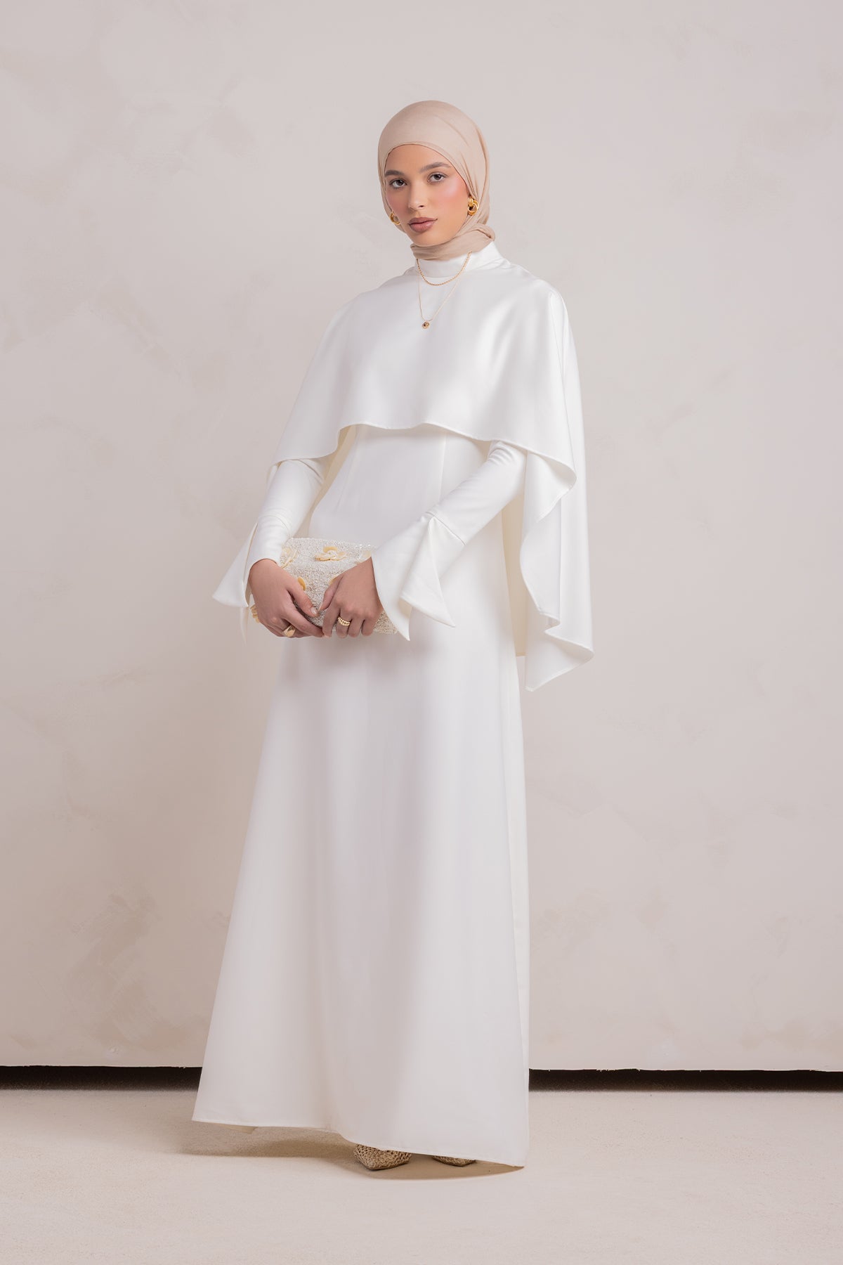 Ari Cape Maxi Gown - Off White - 9