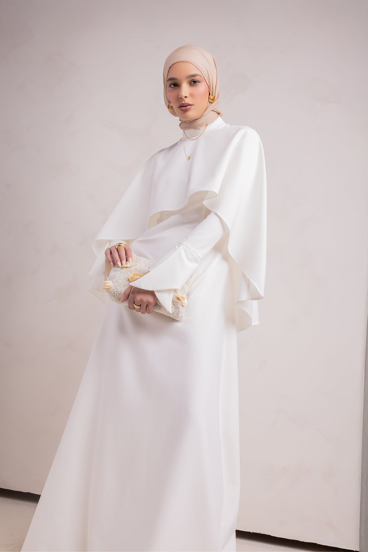 Ari Cape Maxi Gown - Off White - 15