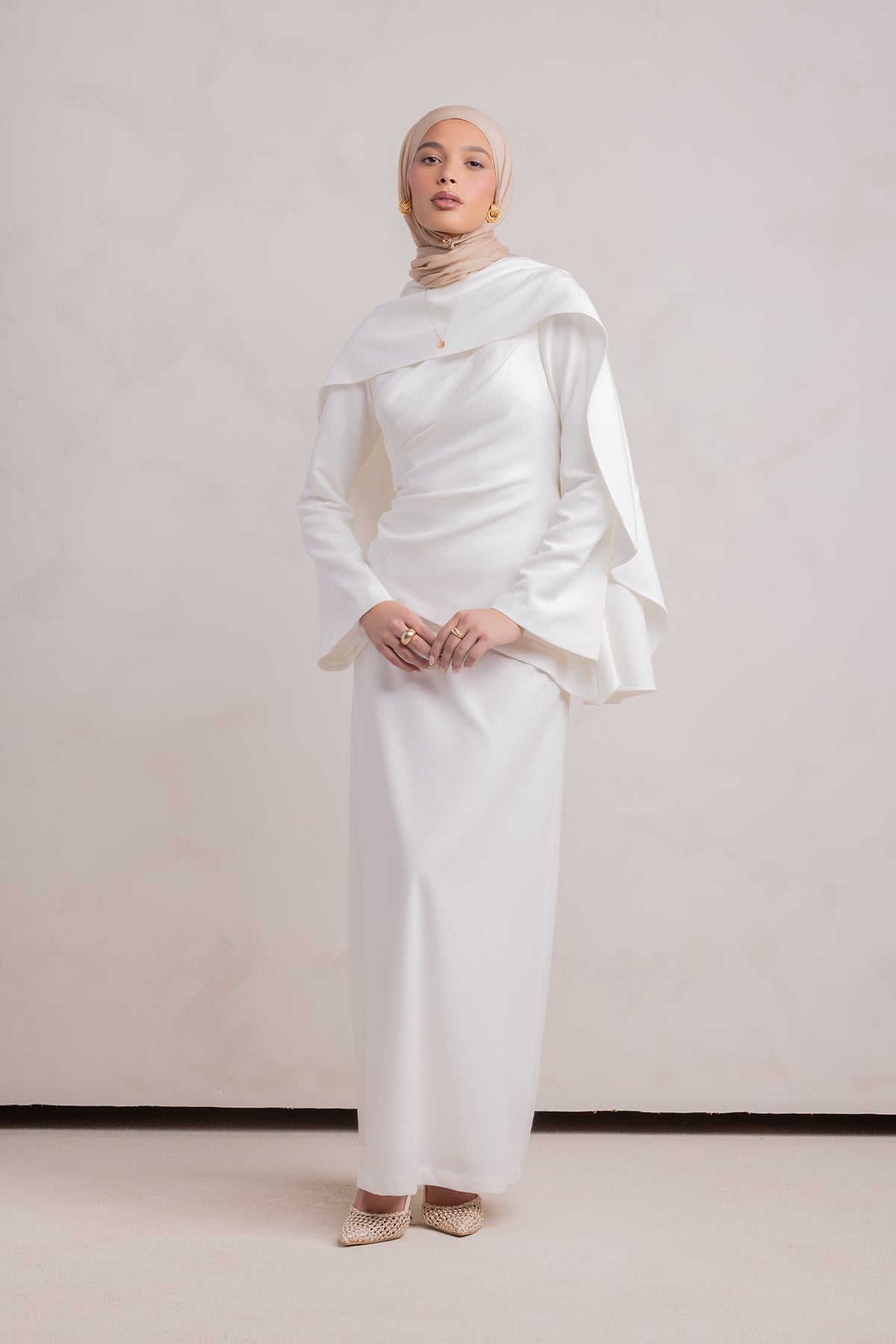 Meyah Synched Cape Top - Off White - 1