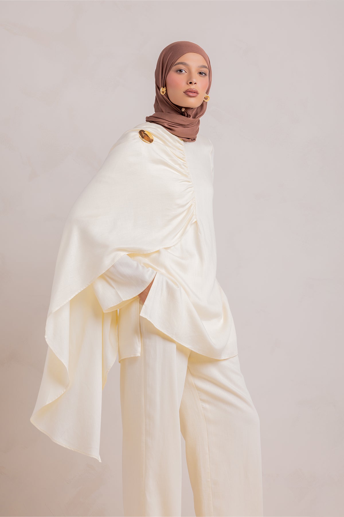 Lauren Cape Tunic - Cream - 1