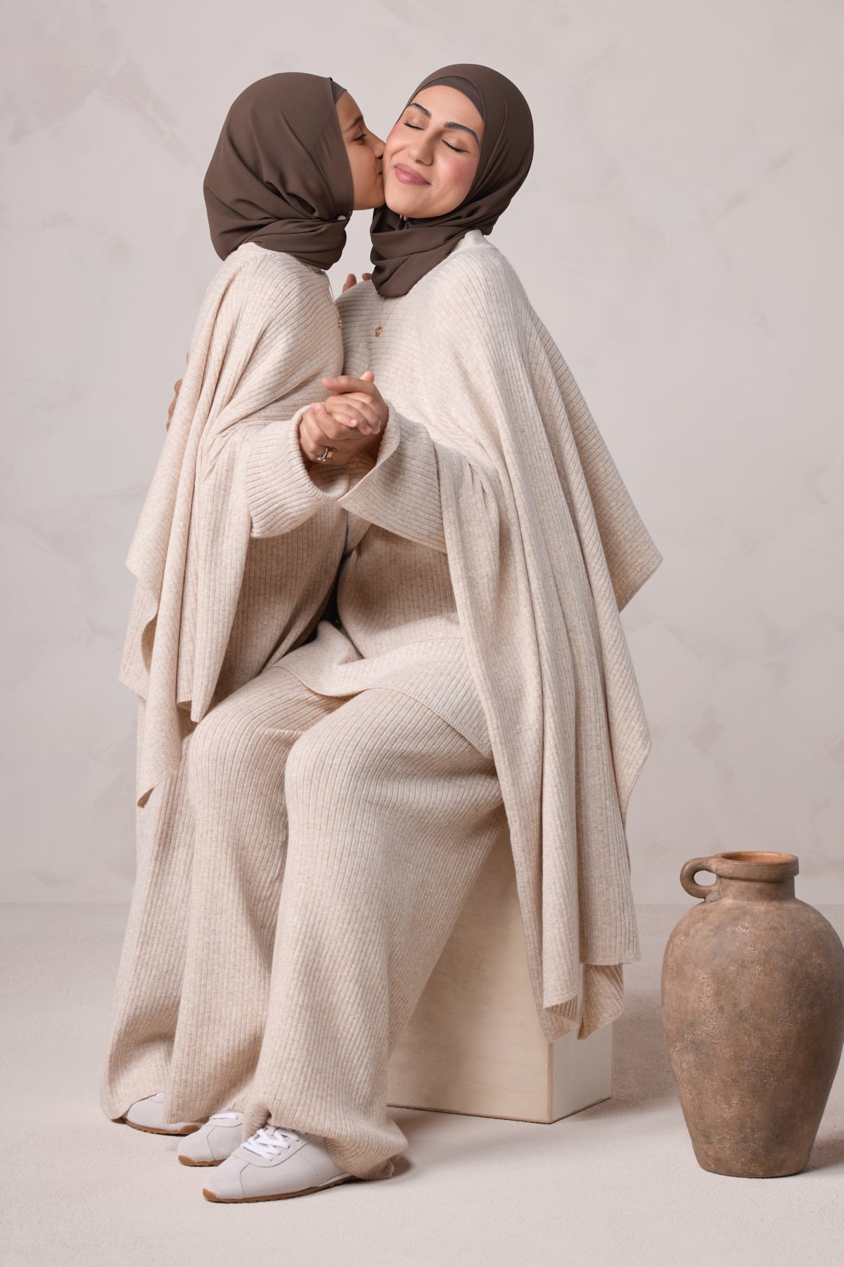 Deniz Kids Knit Matching Set - Almond