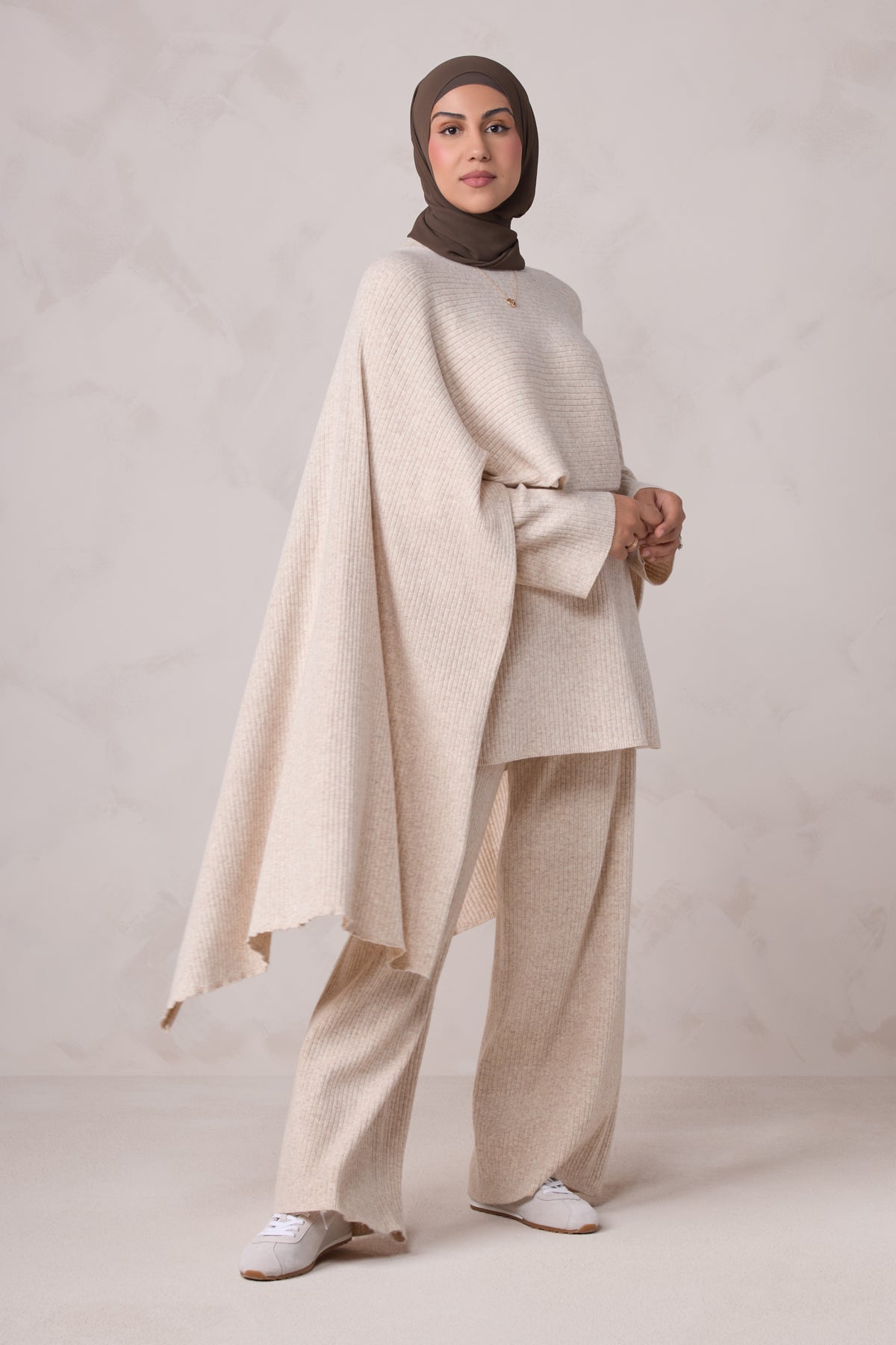 Deniz Knit Cape - Almond