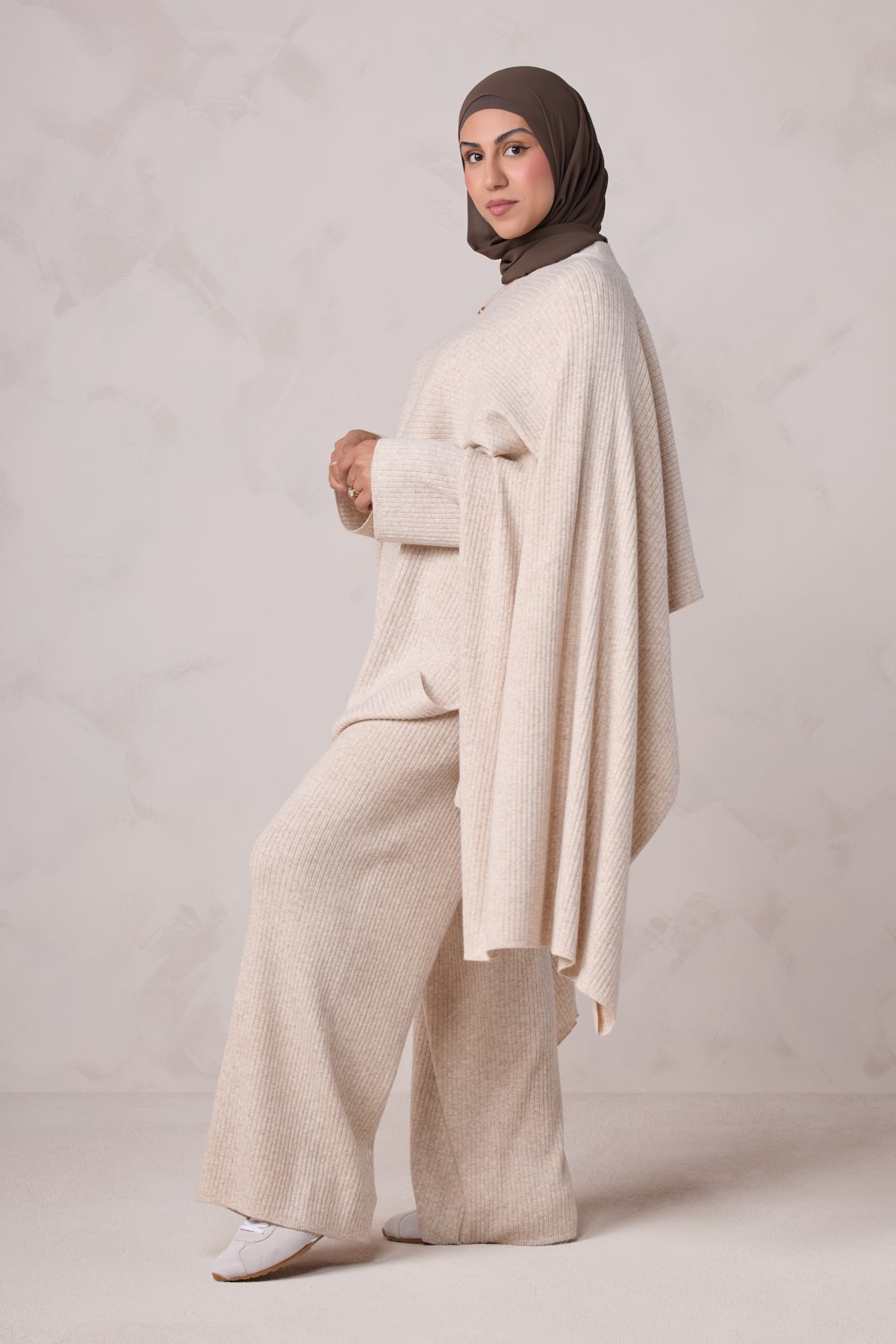 Deniz Knit Cape - Almond