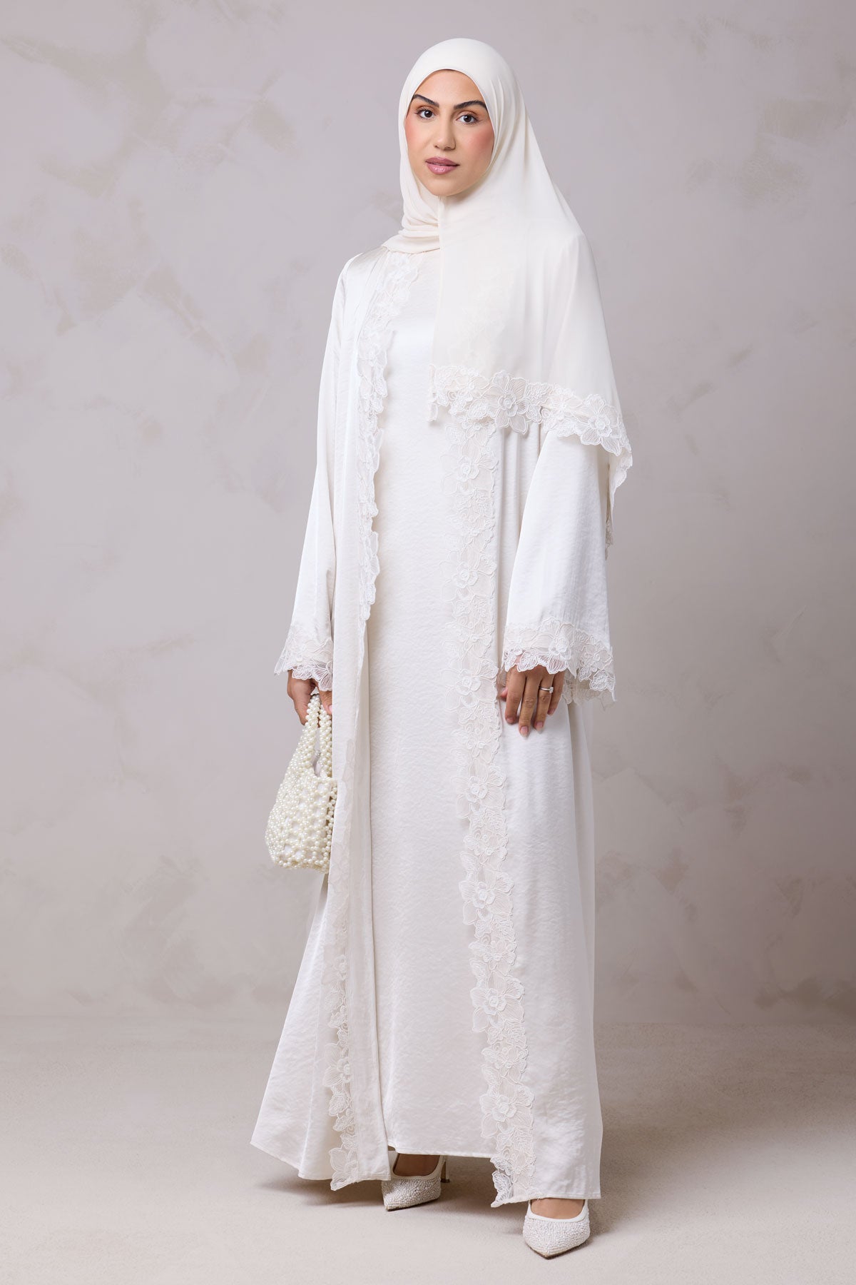 Amani Lace Trim Abaya & Hijab Set