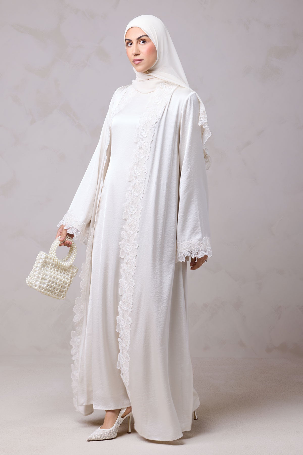 Amani Lace Trim Abaya & Hijab Set