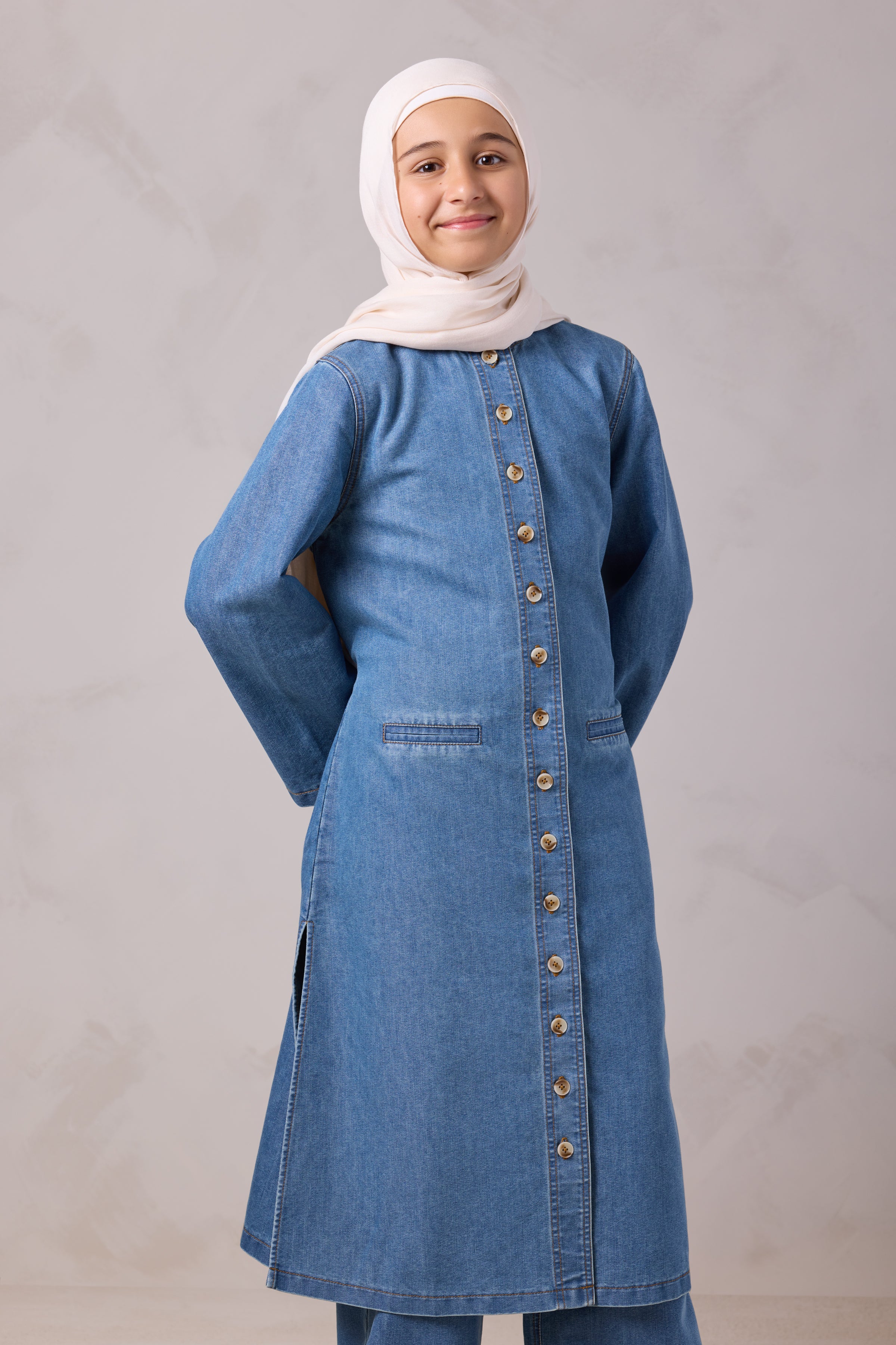 Tasneem Kids Denim Top and Pant Set - Batroun Blue