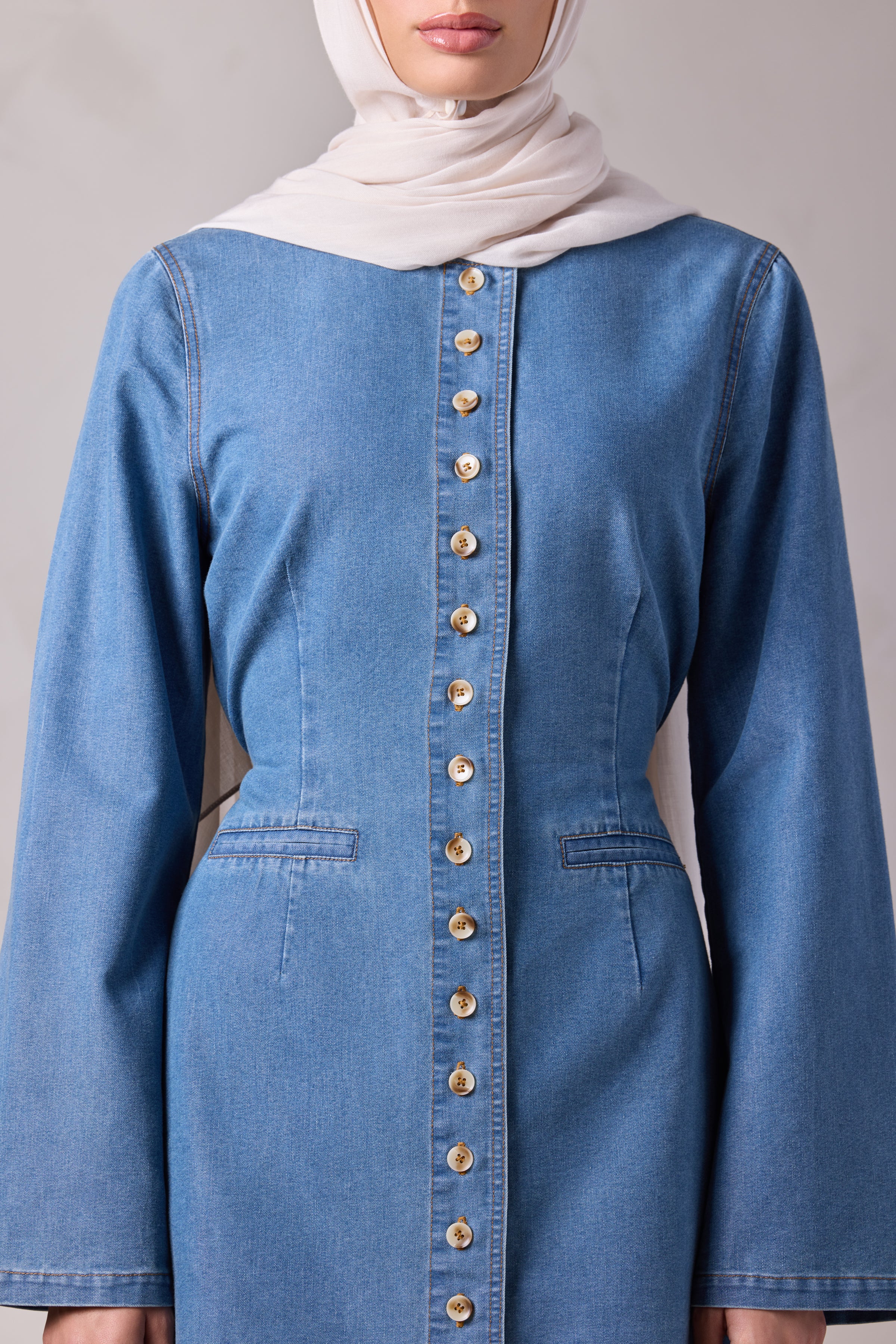 Tasneem Denim Top and Pant Set - Batroun Blue