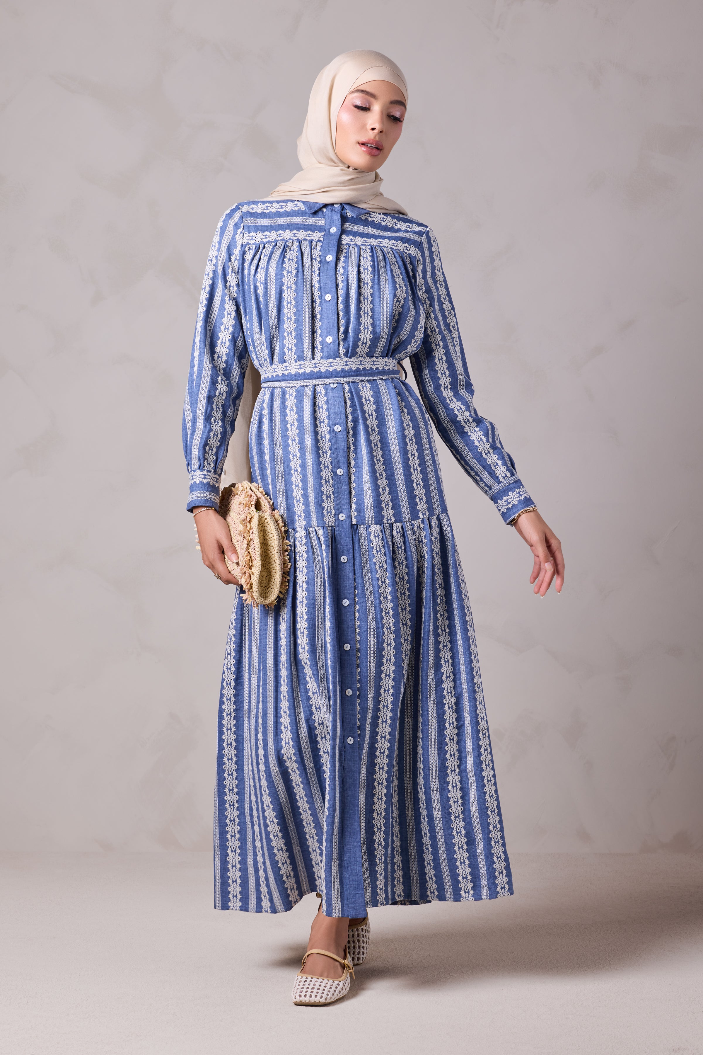 Rukaya Denim Eyelet Maxi Dress - Byblos Thread