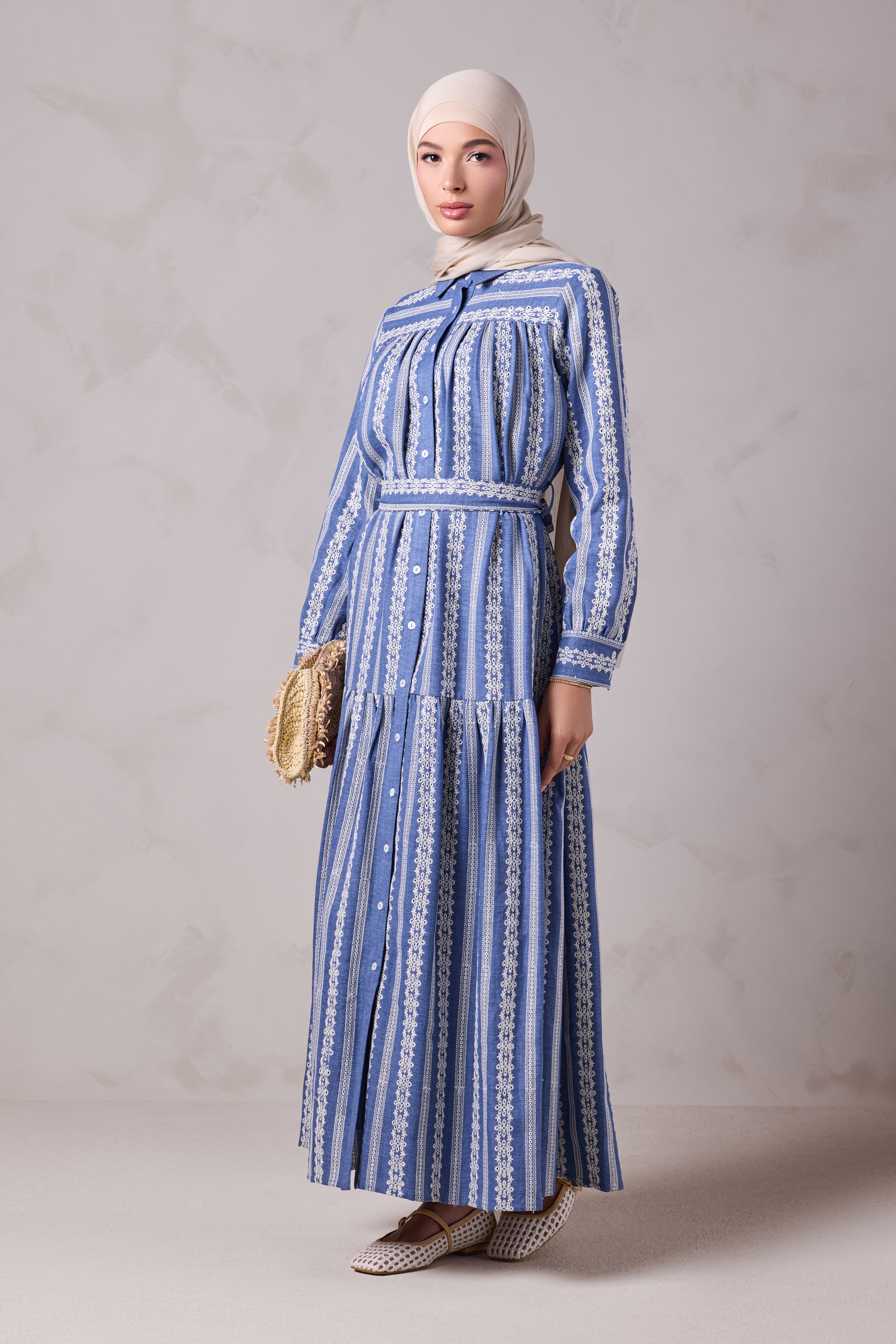 Rukaya Denim Eyelet Maxi Dress - Byblos Thread