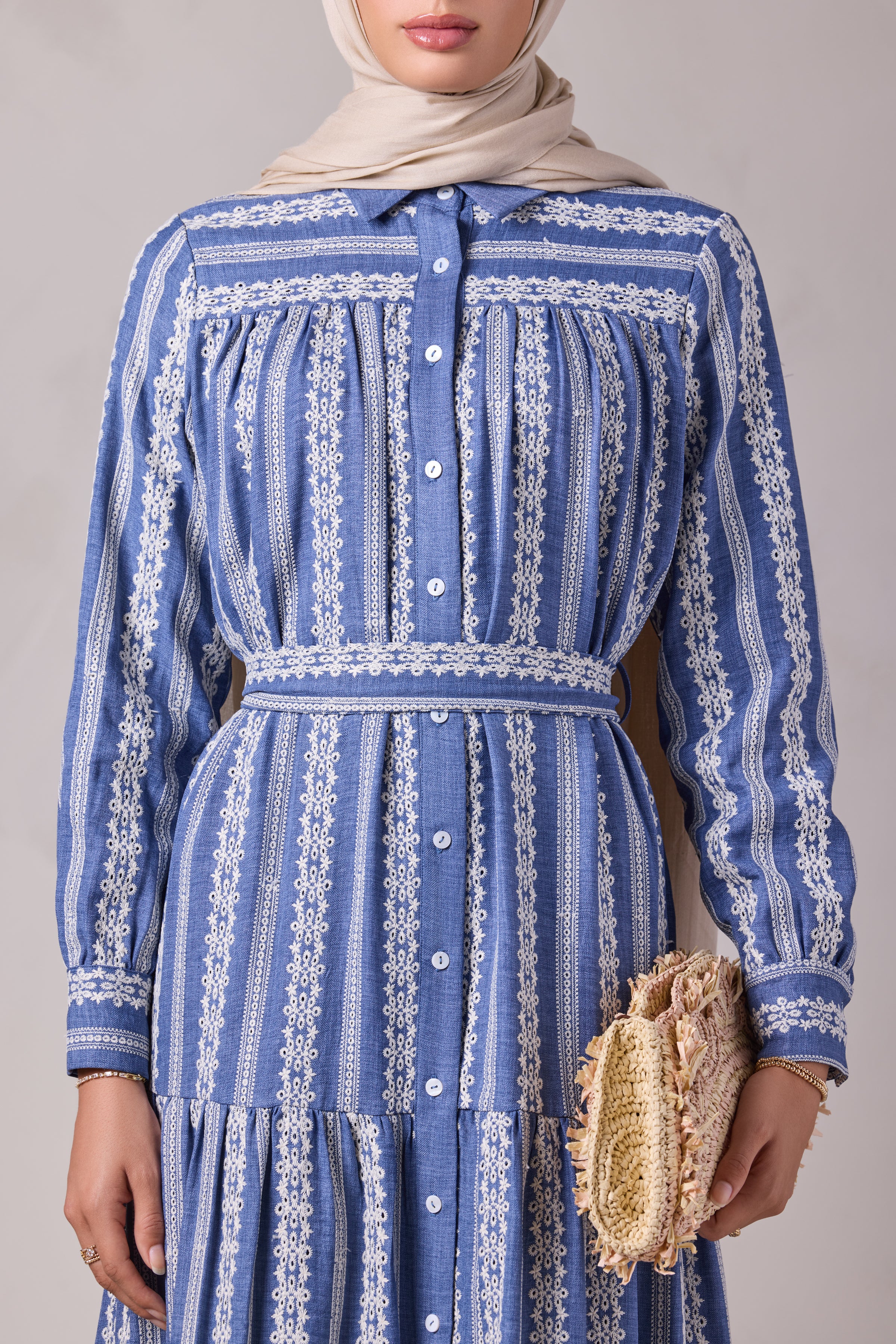 Rukaya Denim Eyelet Maxi Dress - Byblos Thread