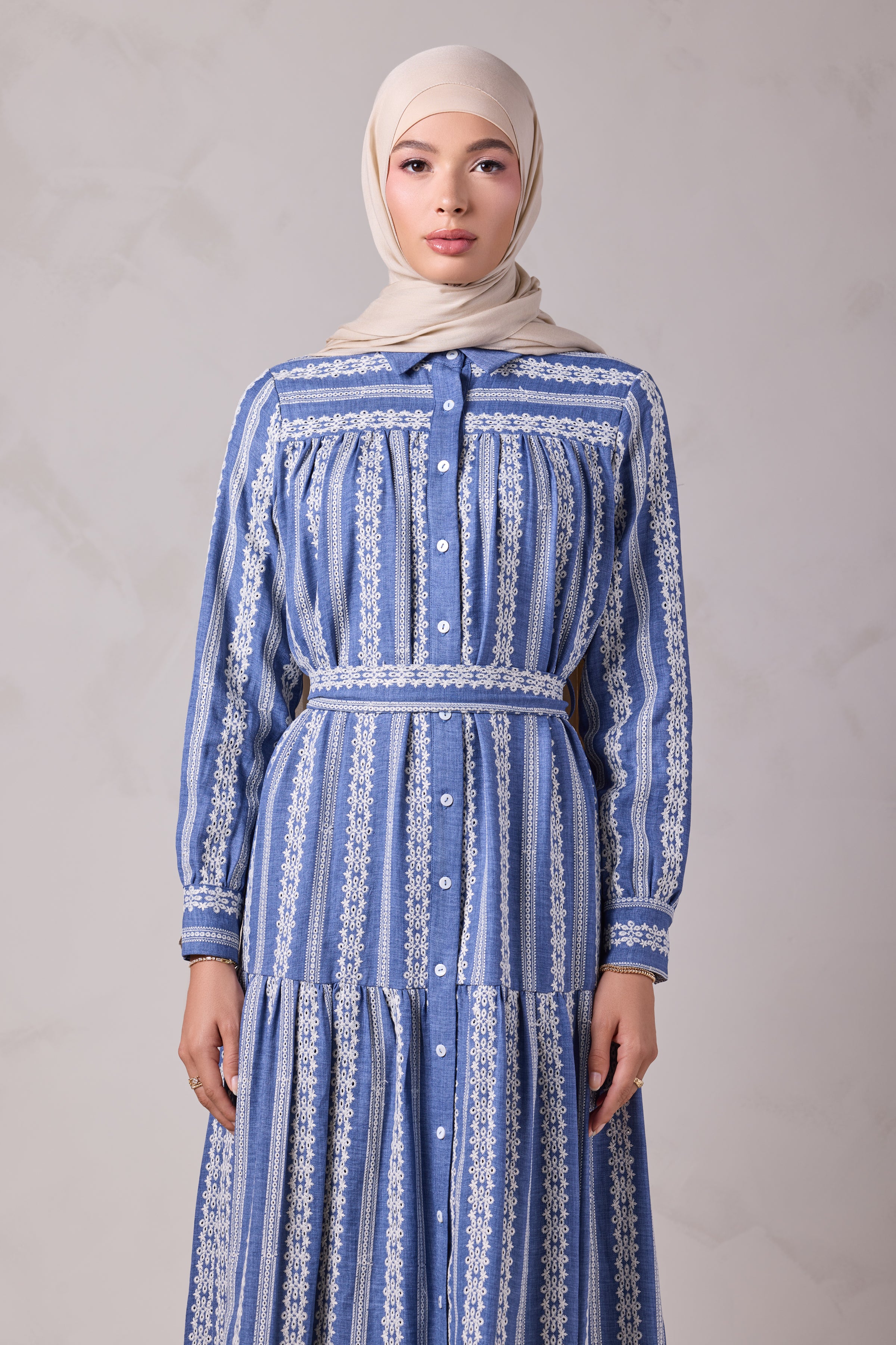 Rukaya Denim Eyelet Maxi Dress - Byblos Thread