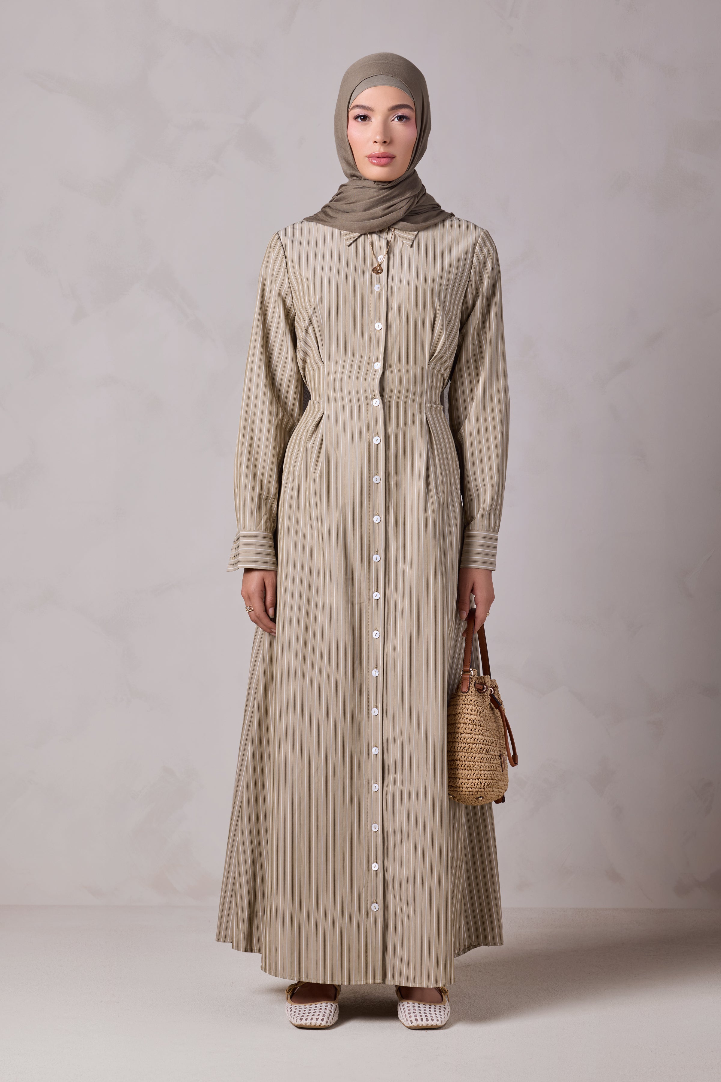 Malika Striped Cotton Everyday Dress - Beit Zaytoun