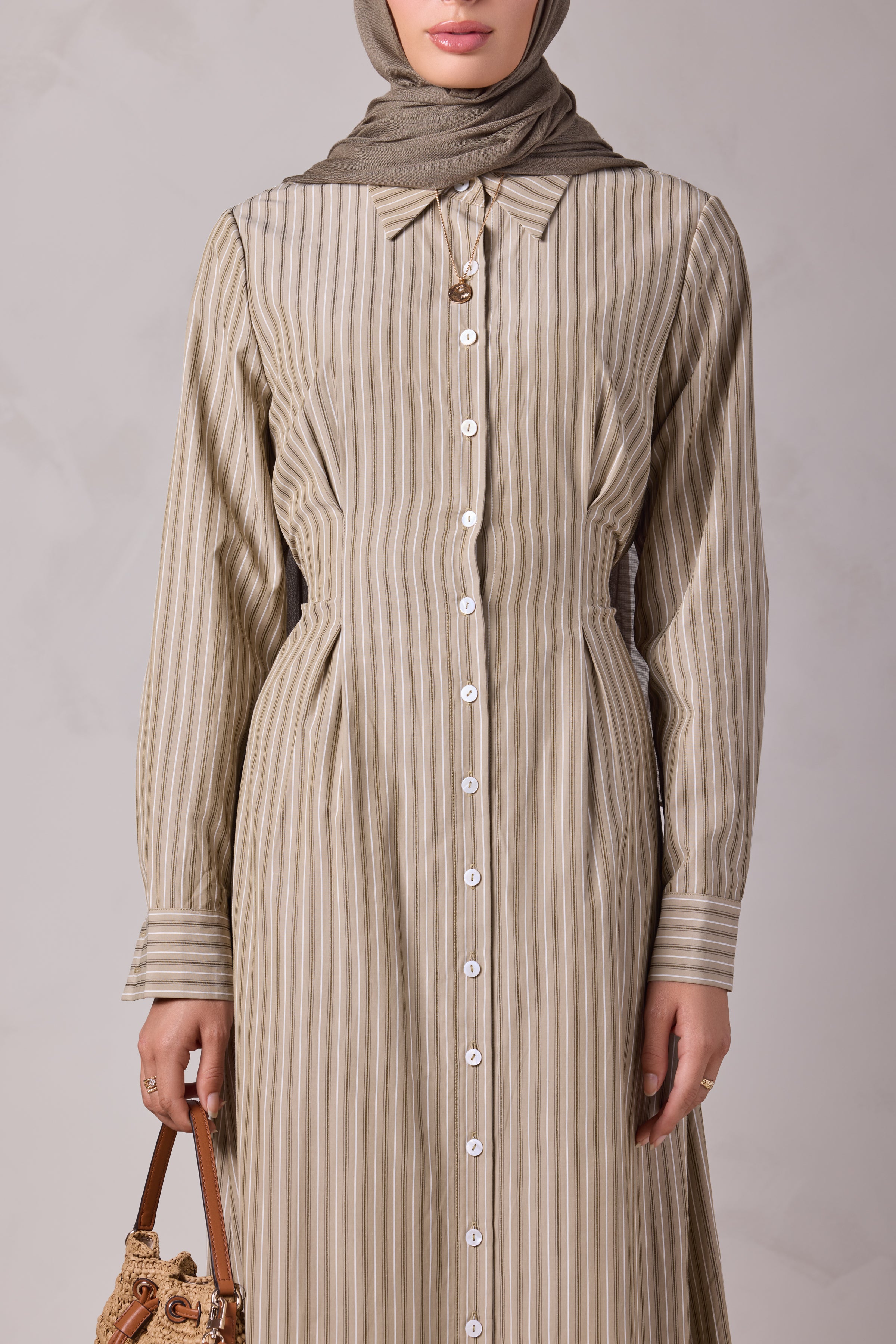 Malika Striped Cotton Everyday Dress - Beit Zaytoun