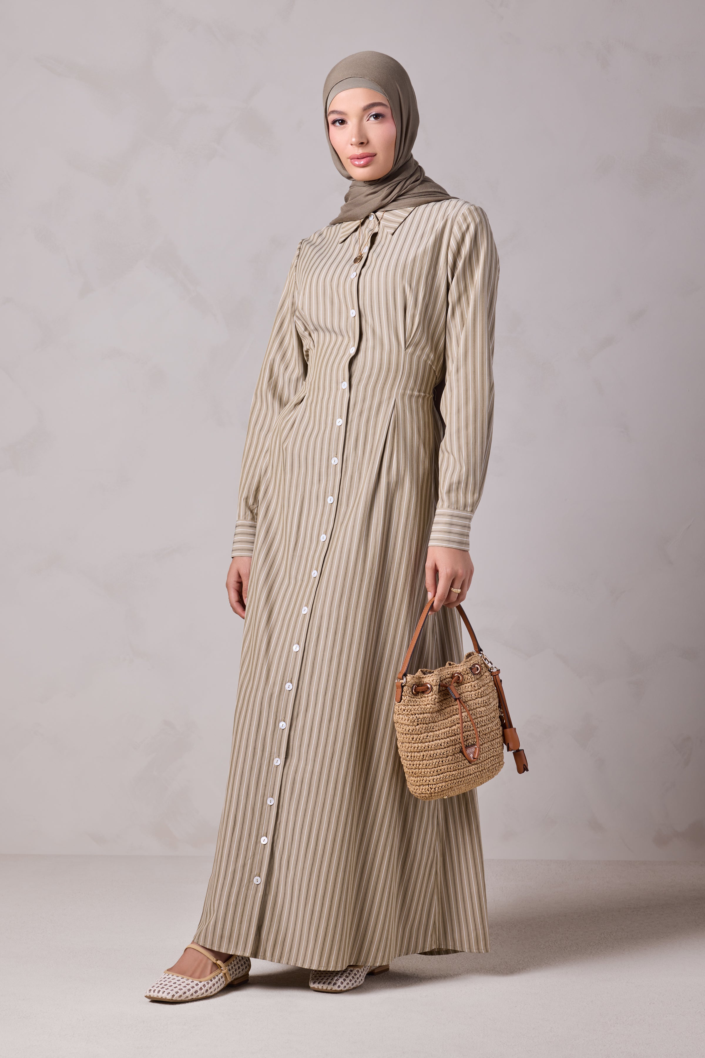Malika Striped Cotton Everyday Dress - Beit Zaytoun