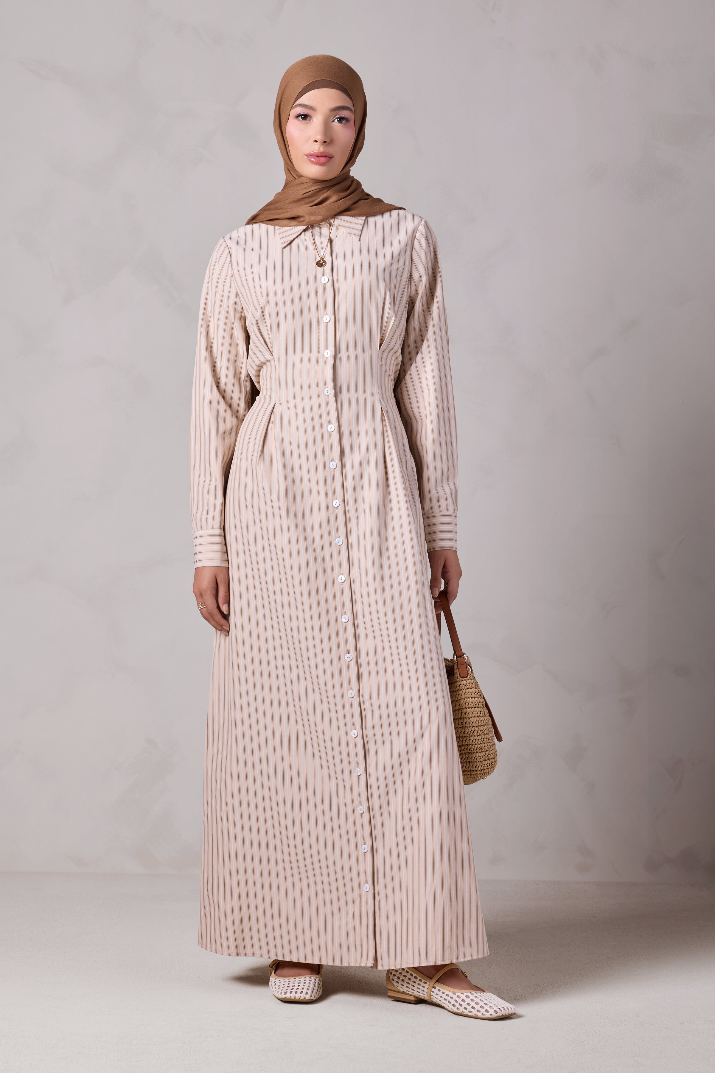 Malika Striped Cotton Everyday Dress - Sahil Sand