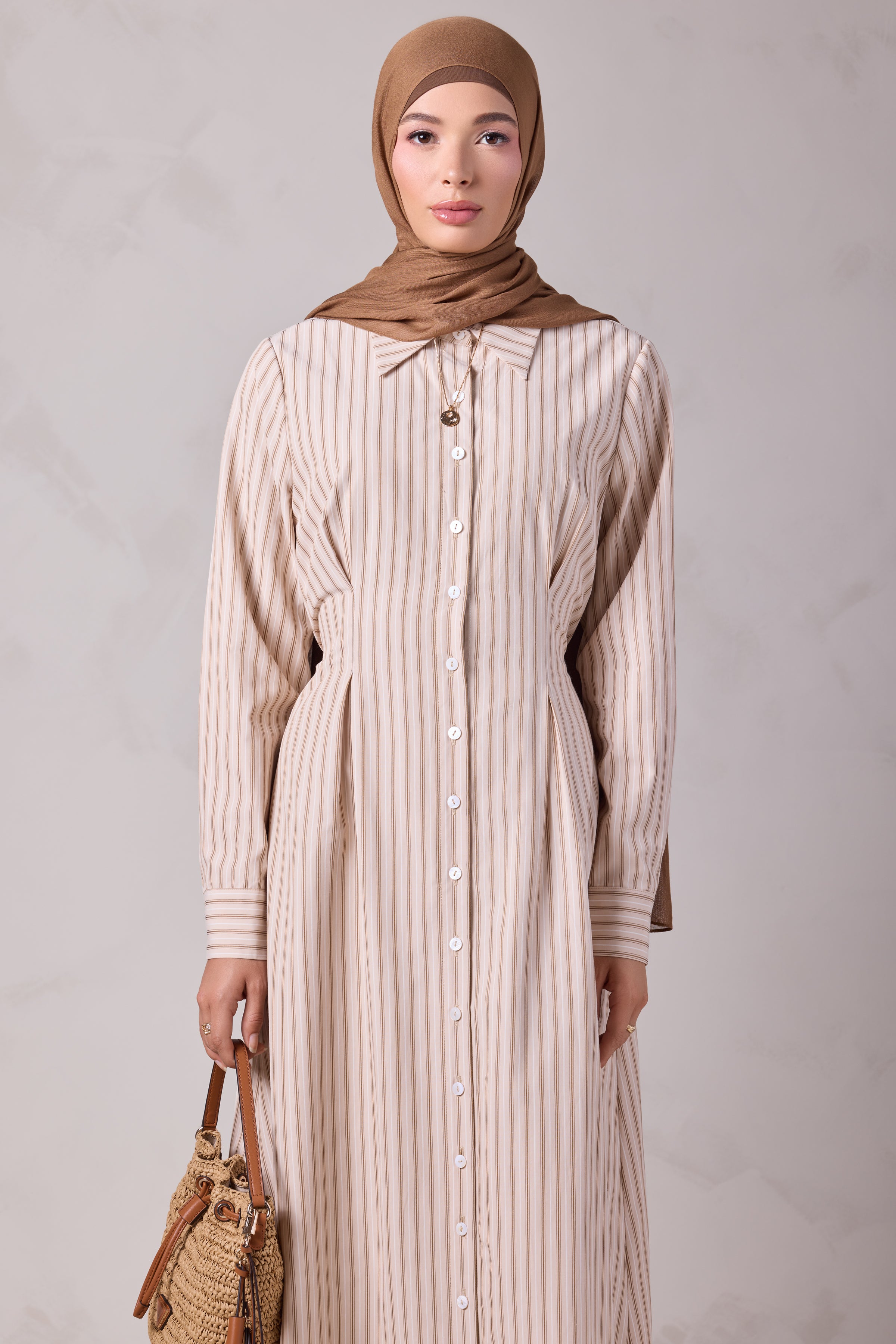 Malika Striped Cotton Everyday Dress - Sahil Sand