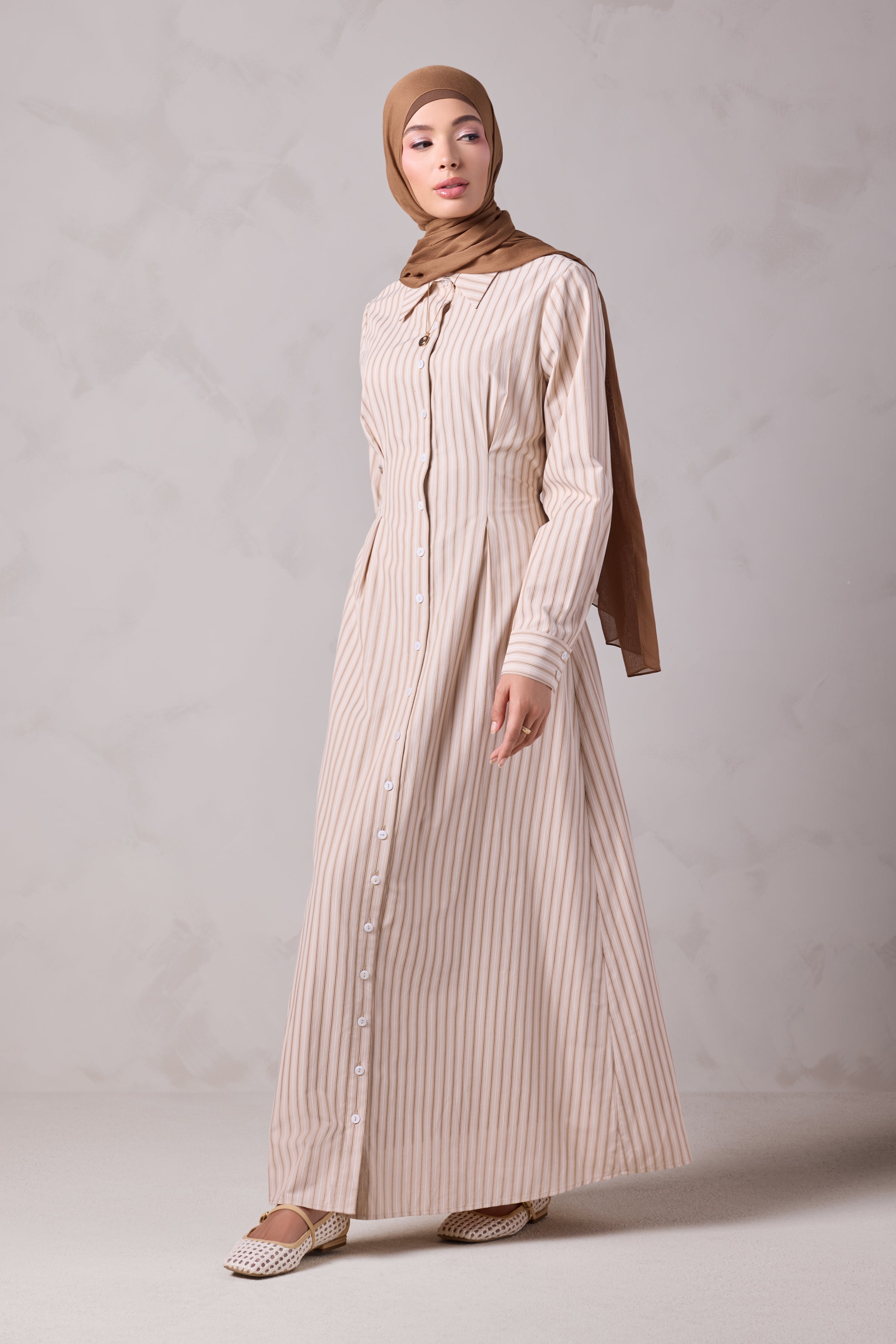 Malika Striped Cotton Everyday Dress - Sahil Sand