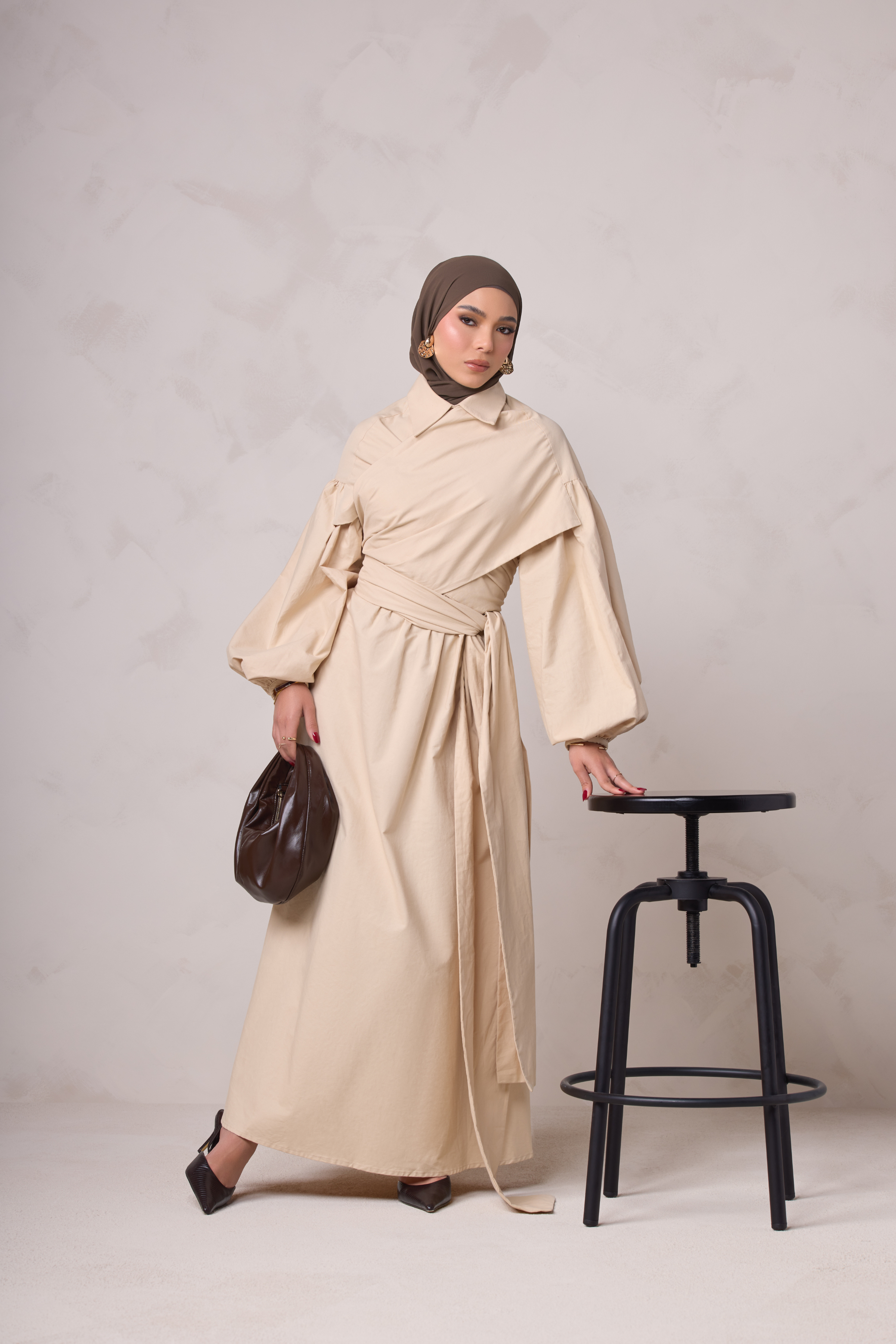 Rahma Tie Wrap Dress - Sand