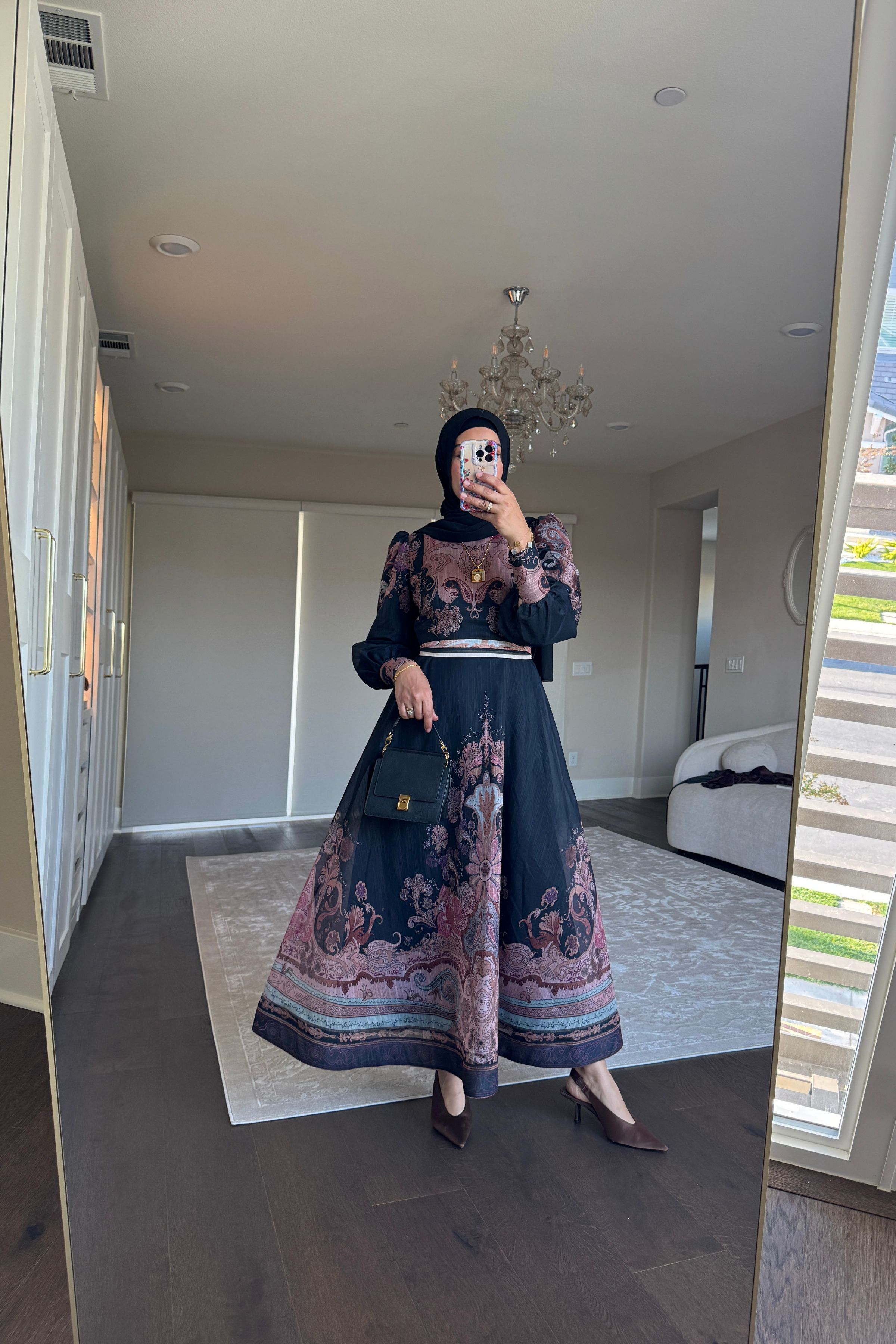 Reyana Paisley Long Sleeve Maxi Dress