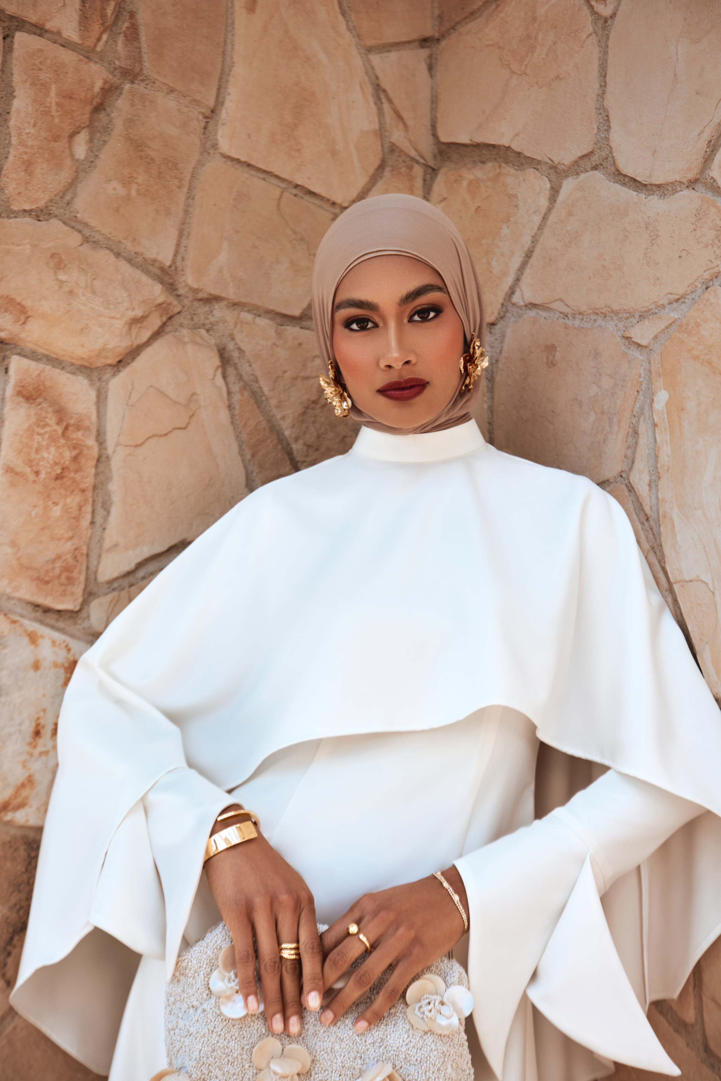 Ari Cape Maxi Gown - Off White - 3